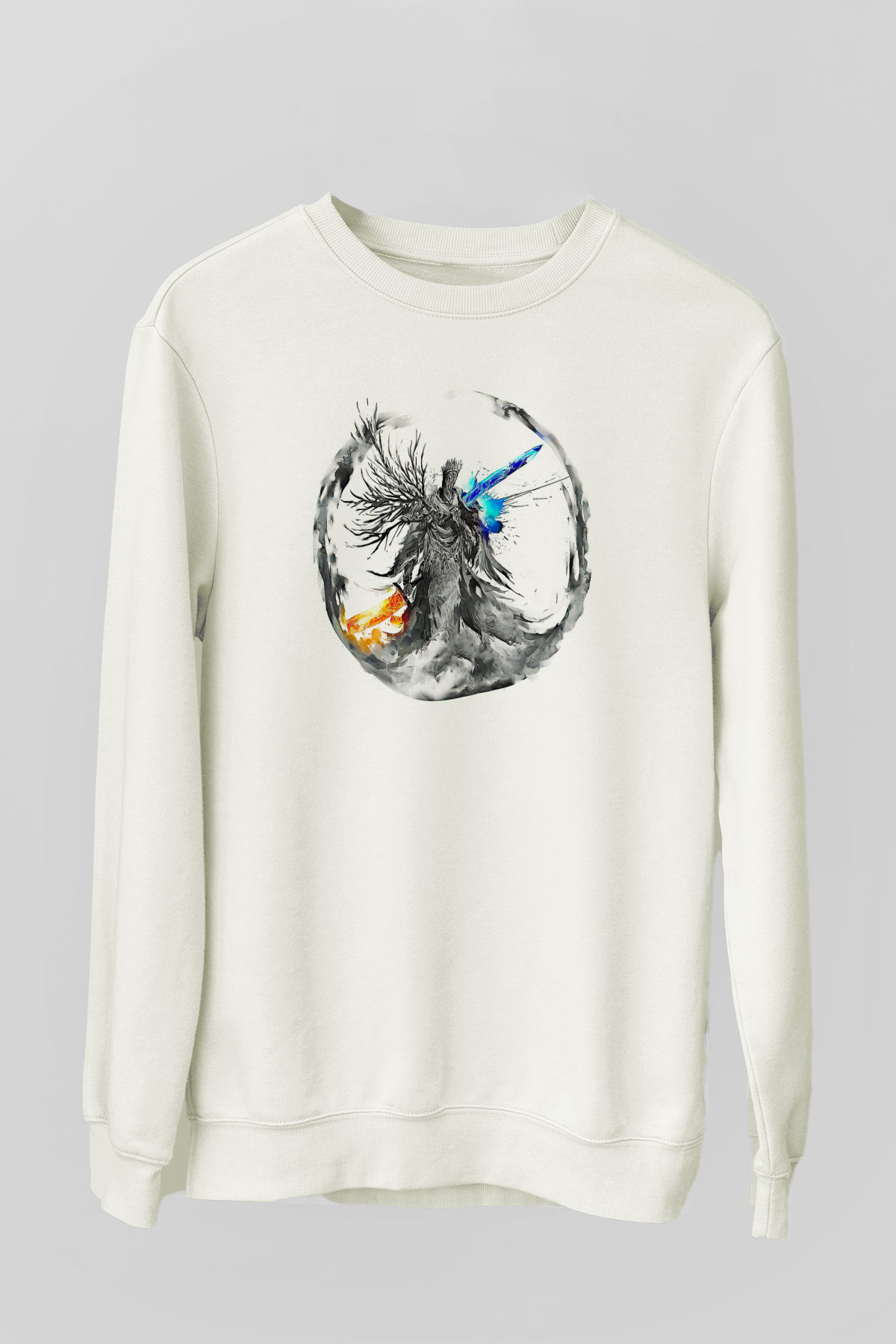 Dark Souls Baskılı Beyaz Unisex Sweatshirt