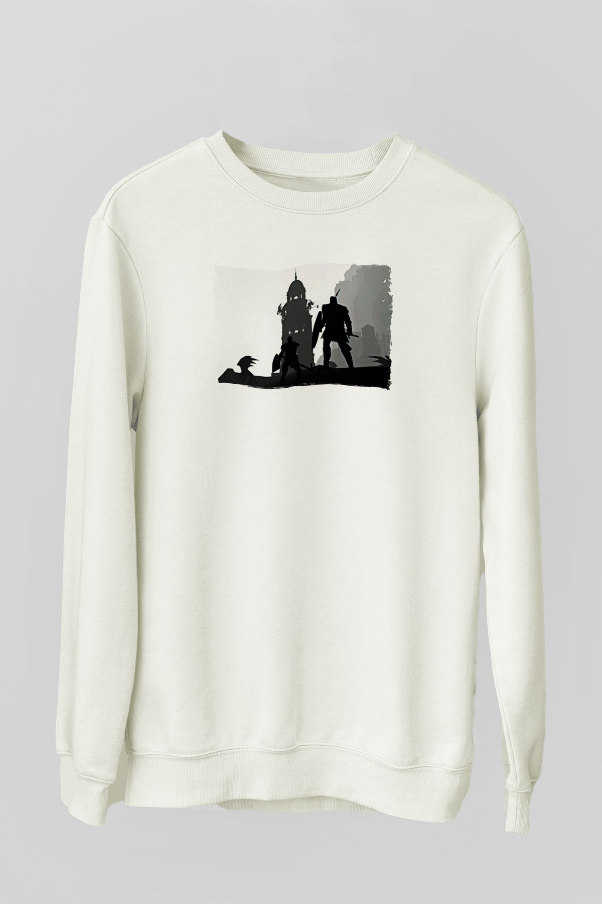 Dark Souls Baskılı Beyaz Unisex Sweatshirt