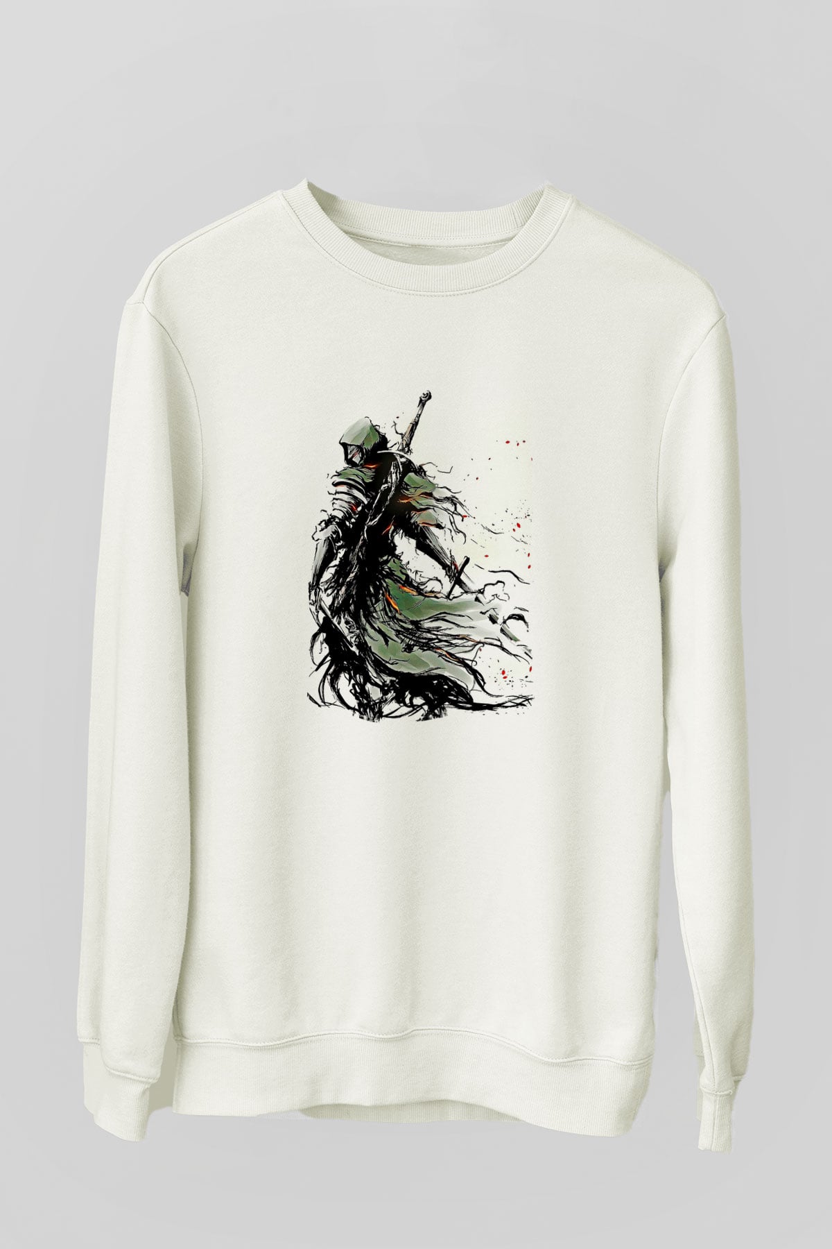 Dark Souls Baskılı Beyaz Unisex Sweatshirt