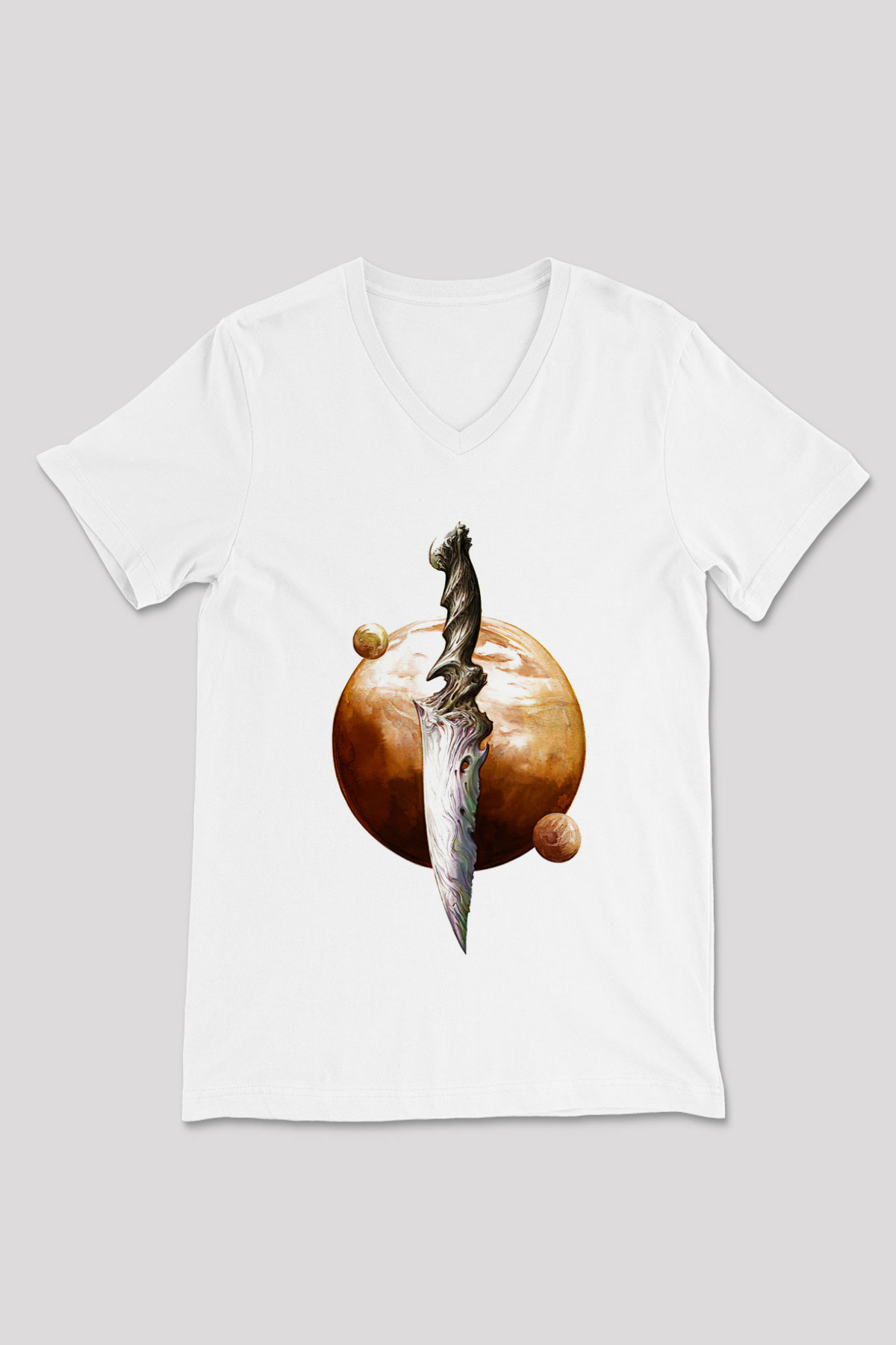 Dark Souls Baskılı Beyaz Unisex V Yaka Tişört - Tshirt