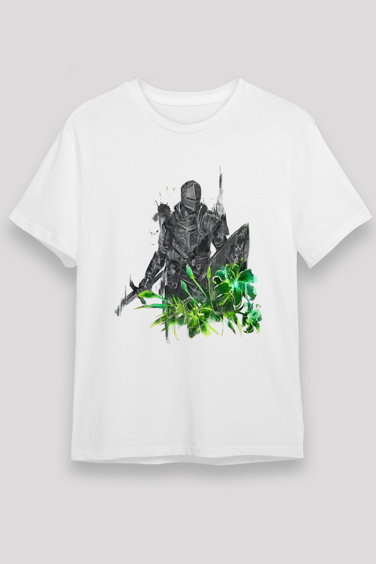Dark Souls Baskılı Unisex Beyaz Tişört - Tshirt