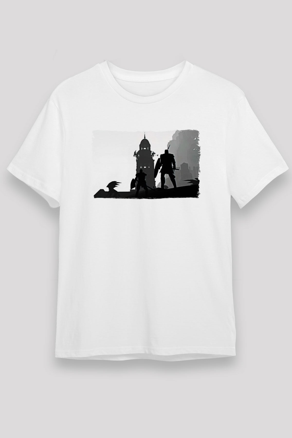 Dark Souls Baskılı Unisex Beyaz Tişört - Tshirt