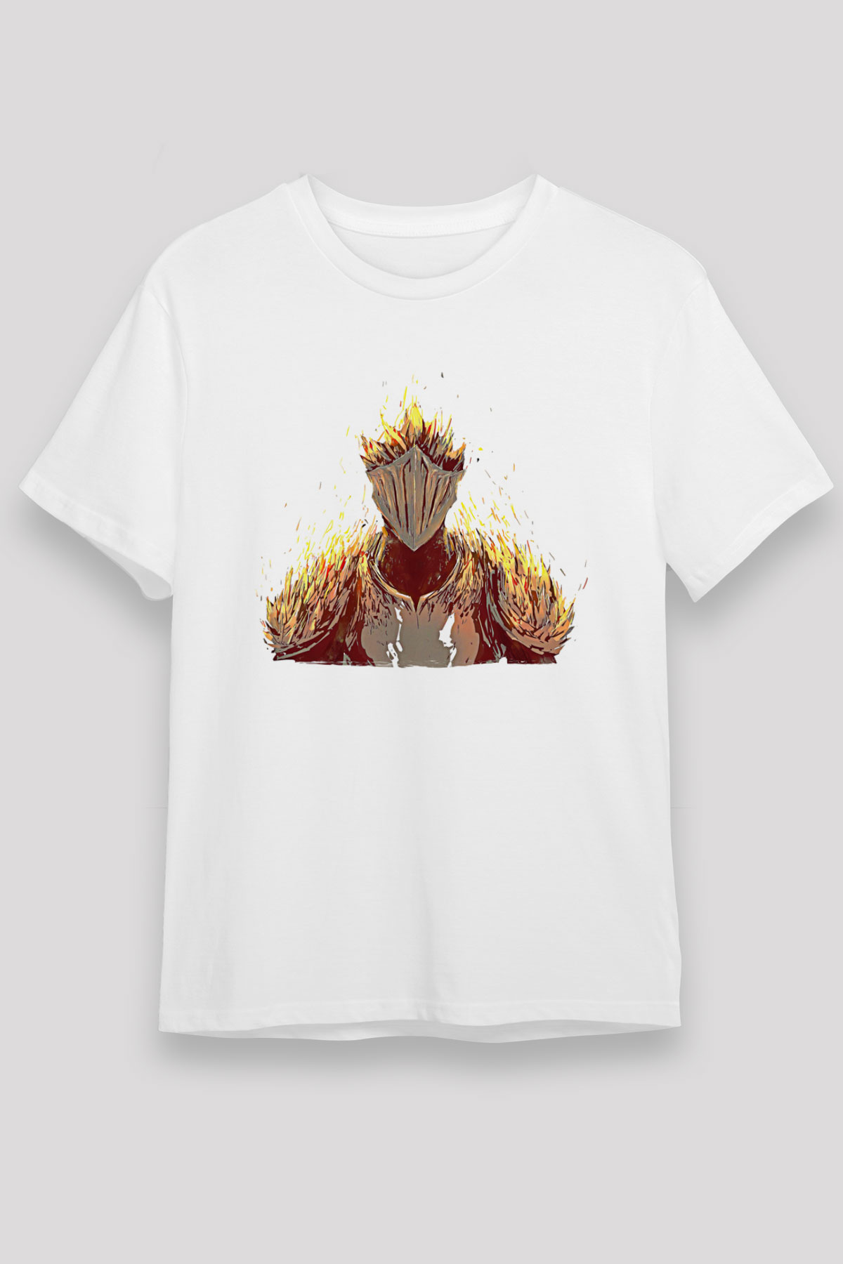 Dark Souls Baskılı Unisex Beyaz Tişört - Tshirt