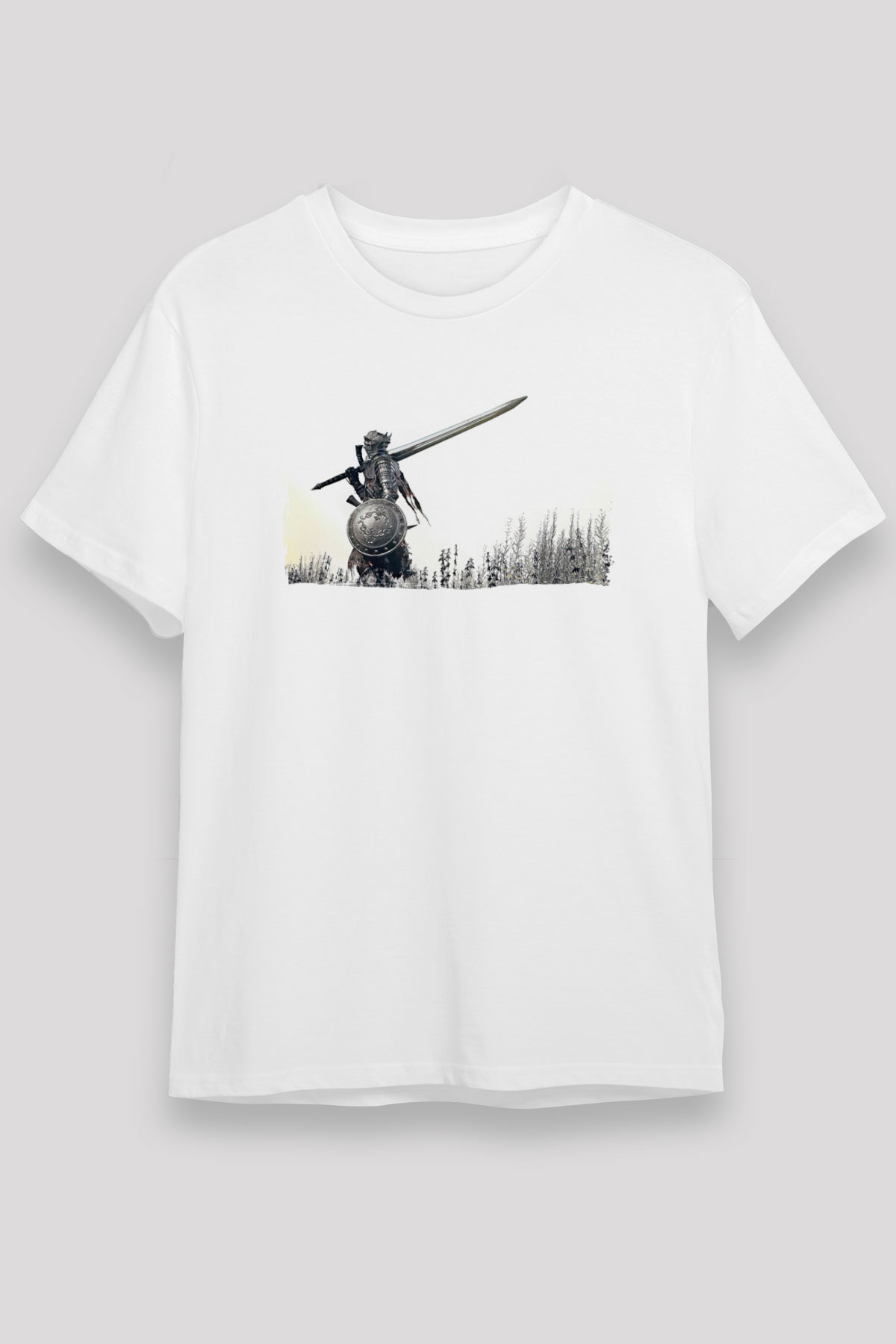 Dark Souls Baskılı Unisex Beyaz Tişört - Tshirt
