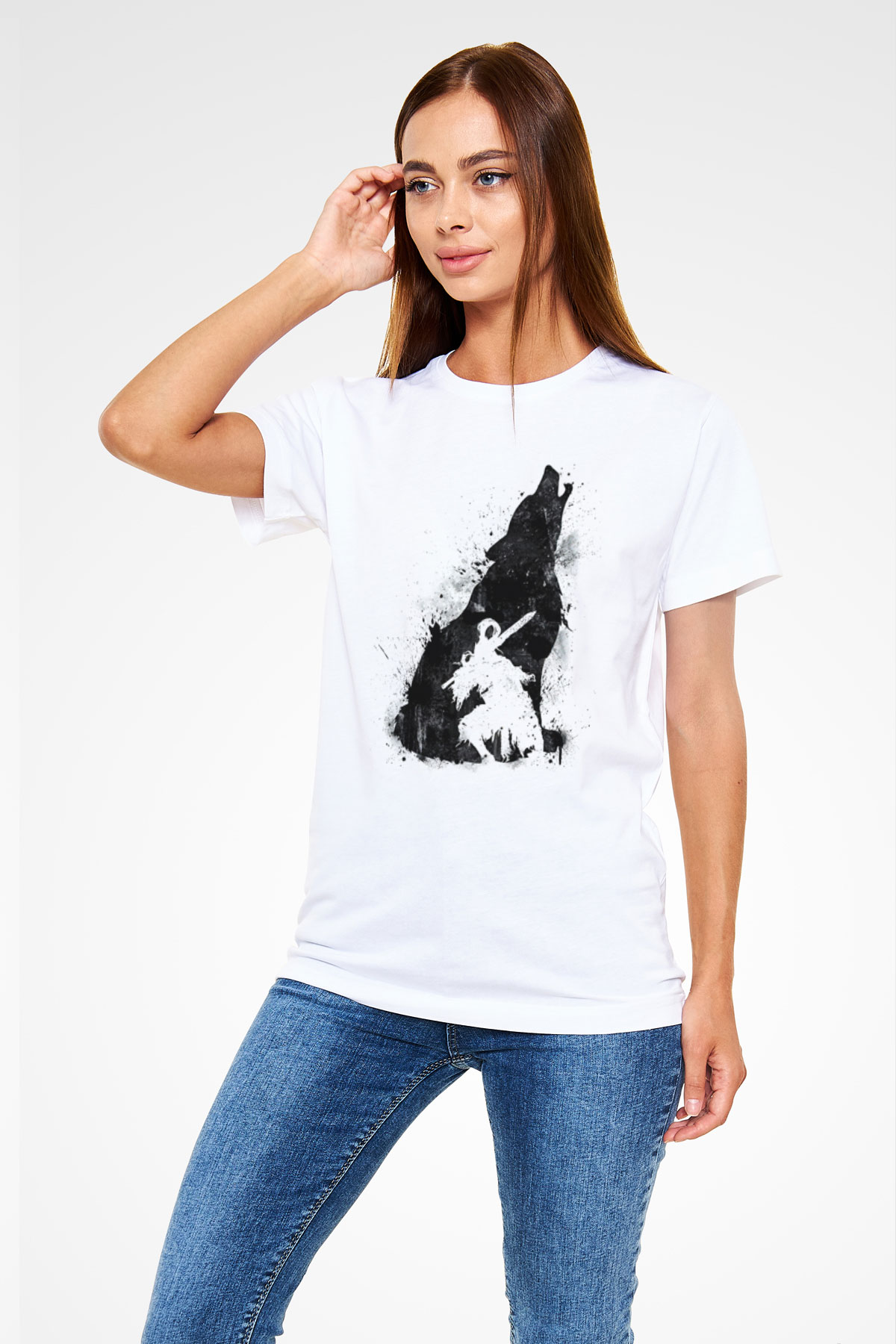 Dark Souls Baskılı Unisex Beyaz Tişört - Tshirt