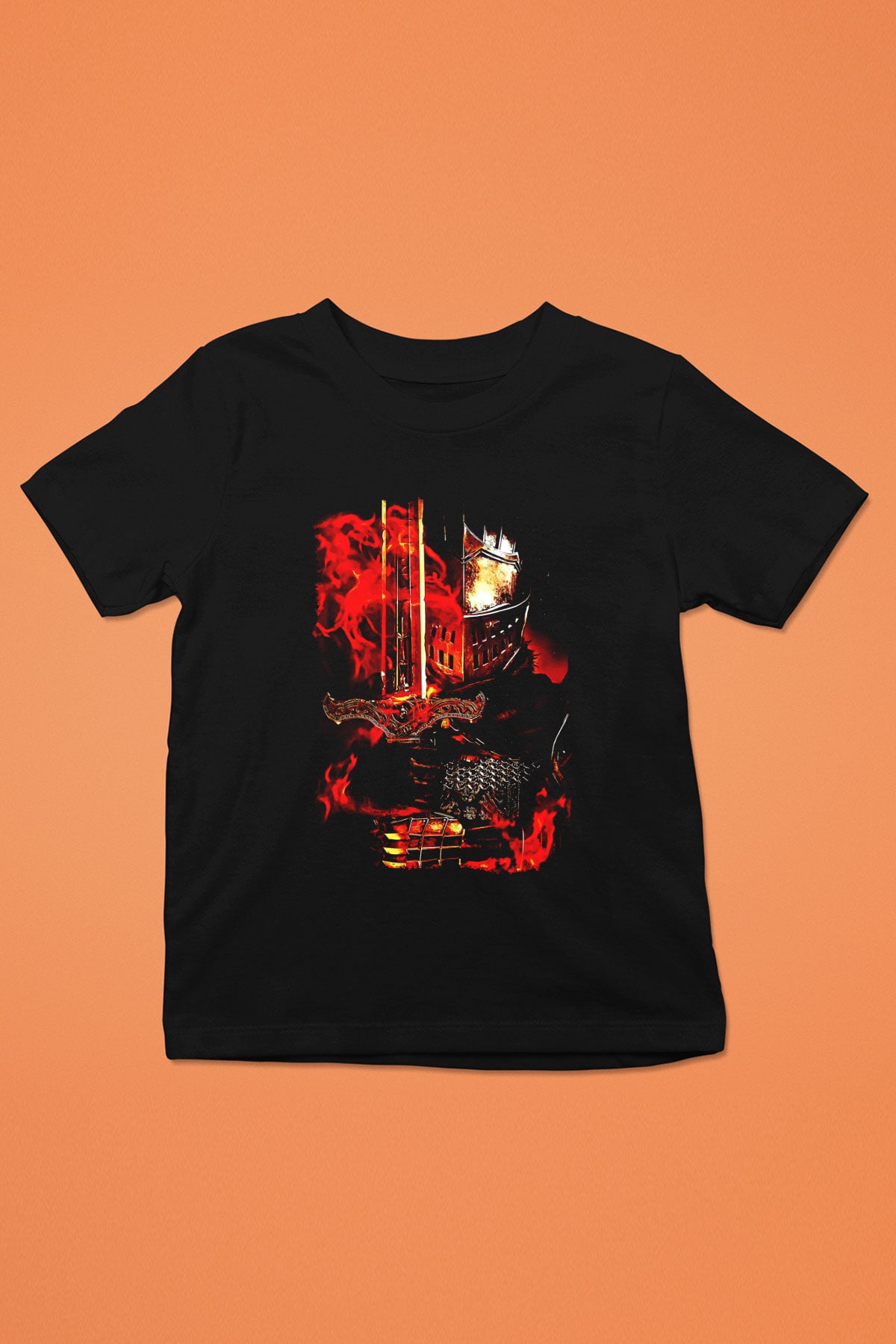 Dark Souls Baskılı Unisex Siyah Çocuk Tişört - Tshirt