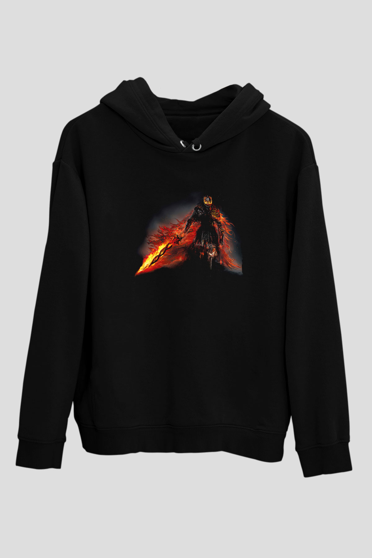 Dark Souls Baskılı Unisex Siyah Kapüşonlu Sweatshirt