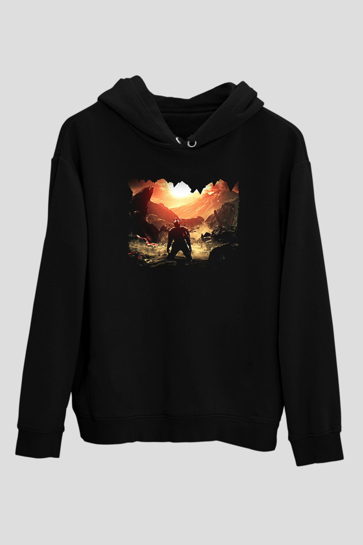 Dark Souls Baskılı Unisex Siyah Kapüşonlu Sweatshirt
