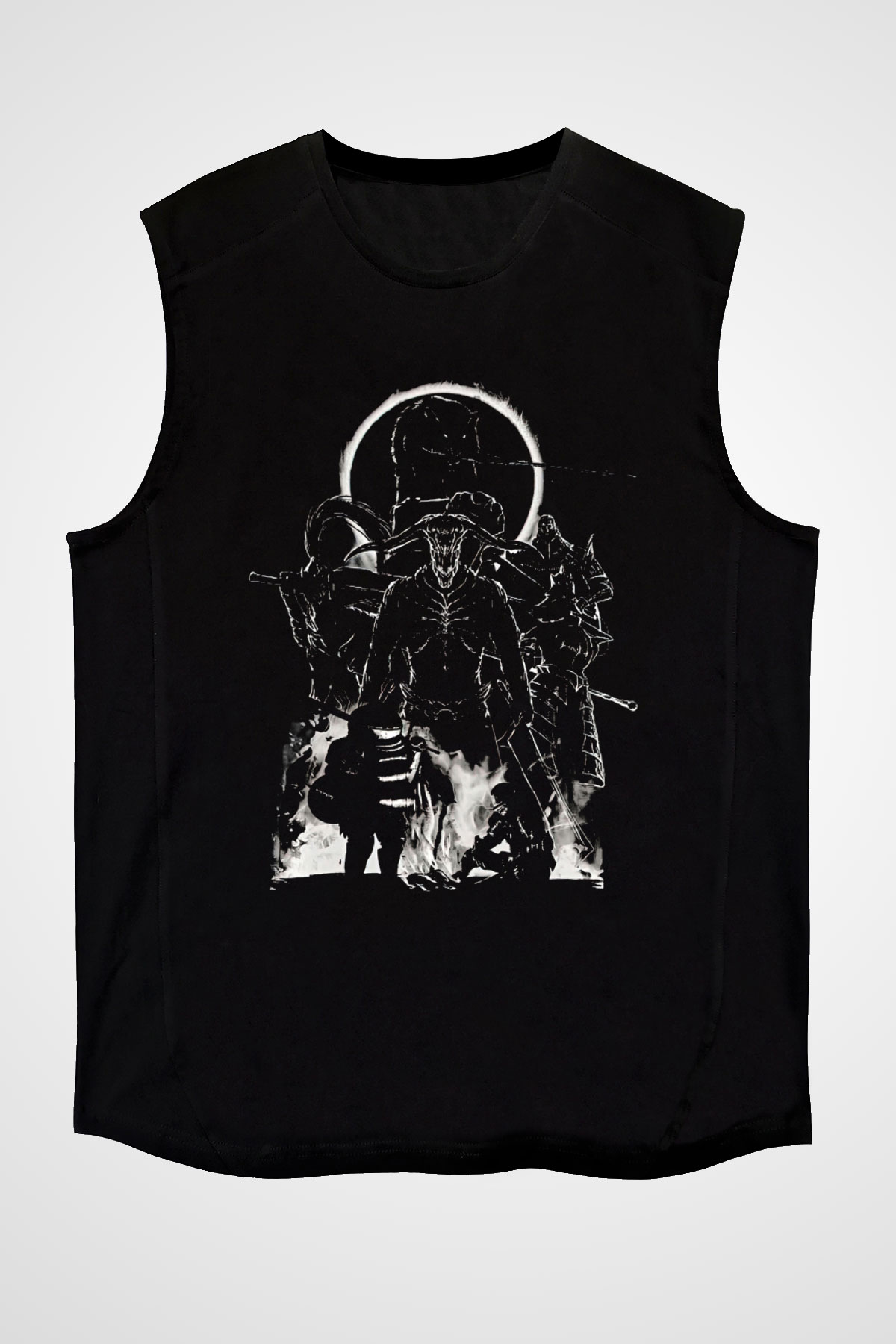 Dark Souls Baskılı Unisex Siyah Kolsuz Tişört - Tshirt