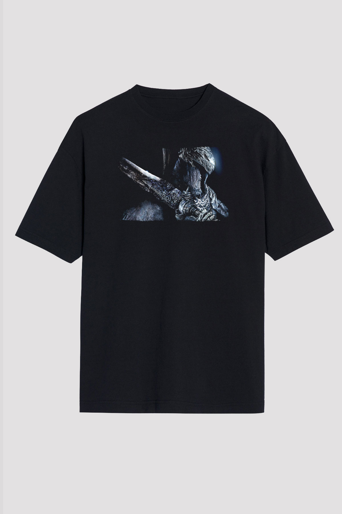 Dark Souls Baskılı Unisex Siyah Oversize Tişört - Tshirt