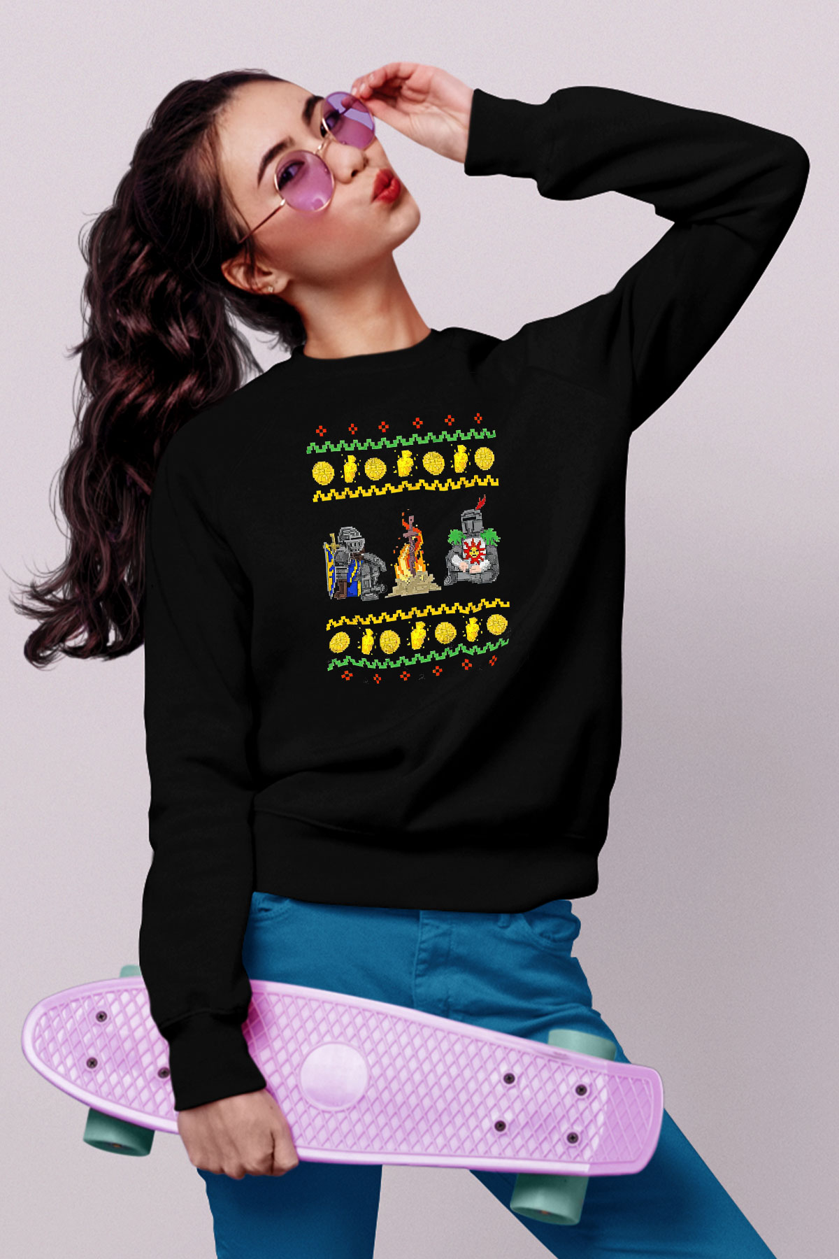 Dark Souls Baskılı Unisex Siyah Sweatshirt