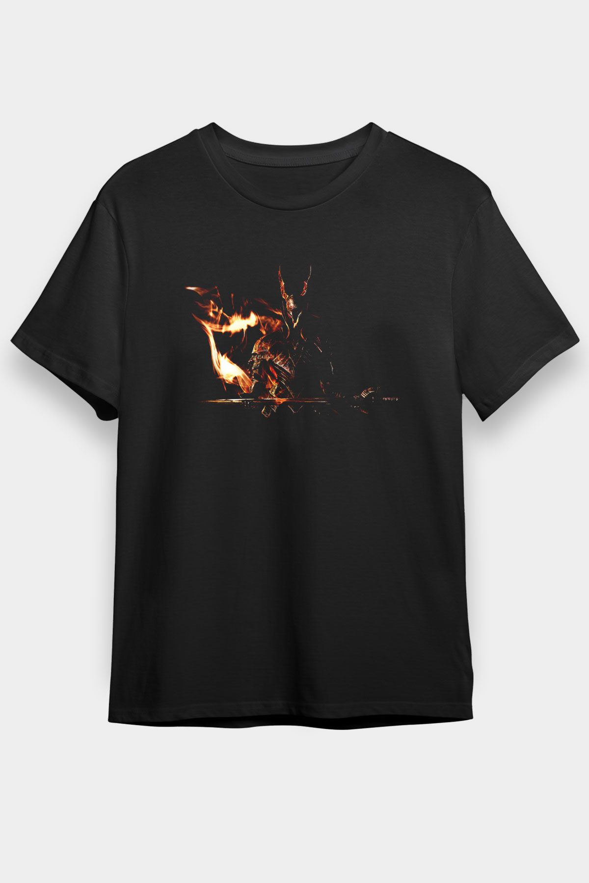 Dark Souls Baskılı Unisex Siyah Tişört - Tshirt