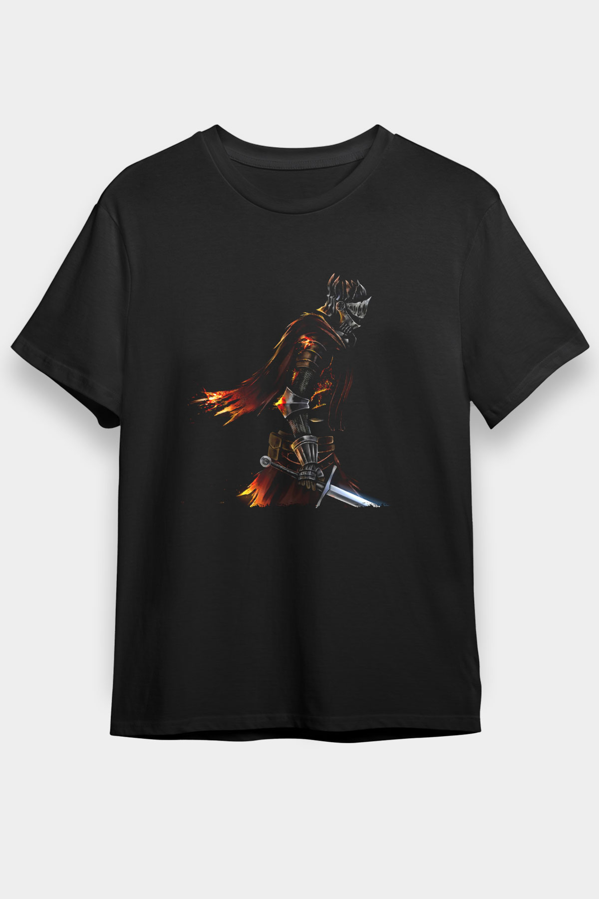Dark Souls Baskılı Unisex Siyah Tişört - Tshirt
