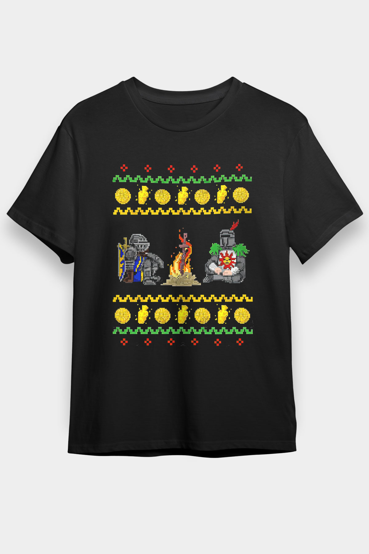 Dark Souls Baskılı Unisex Siyah Tişört - Tshirt