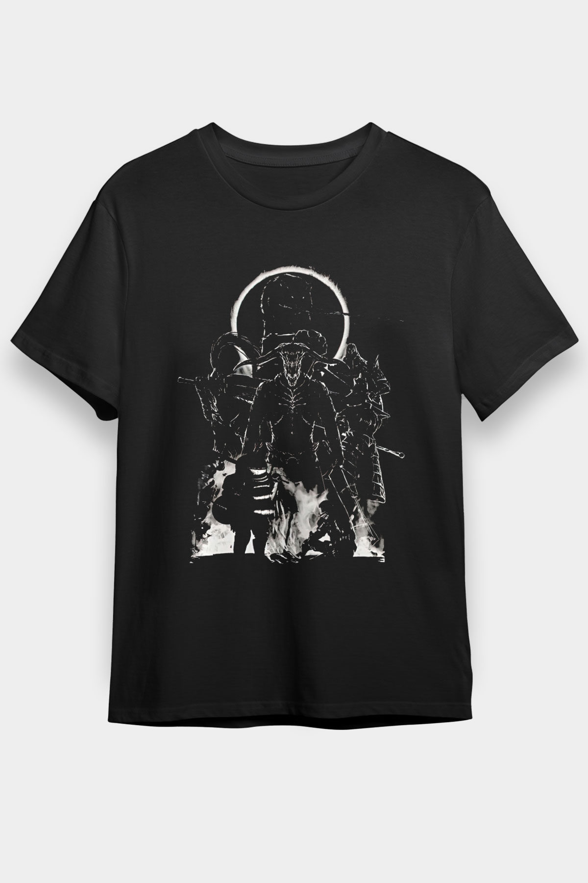 Dark Souls Baskılı Unisex Siyah Tişört - Tshirt