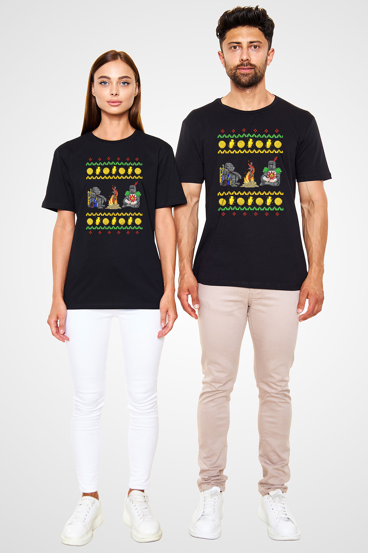 Dark Souls Baskılı Unisex Siyah Tişört - Tshirt