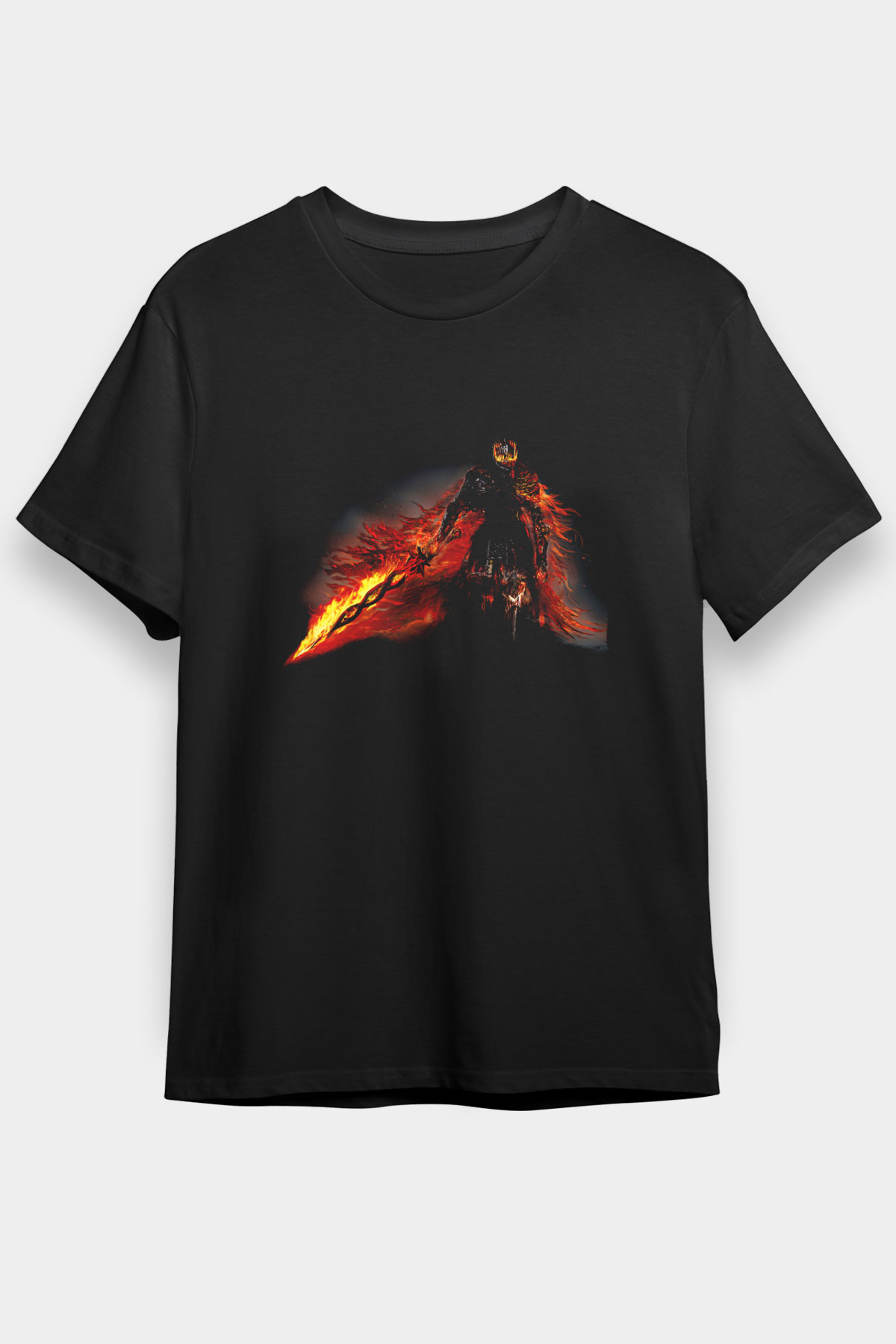 Dark Souls Baskılı Unisex Siyah Tişört - Tshirt
