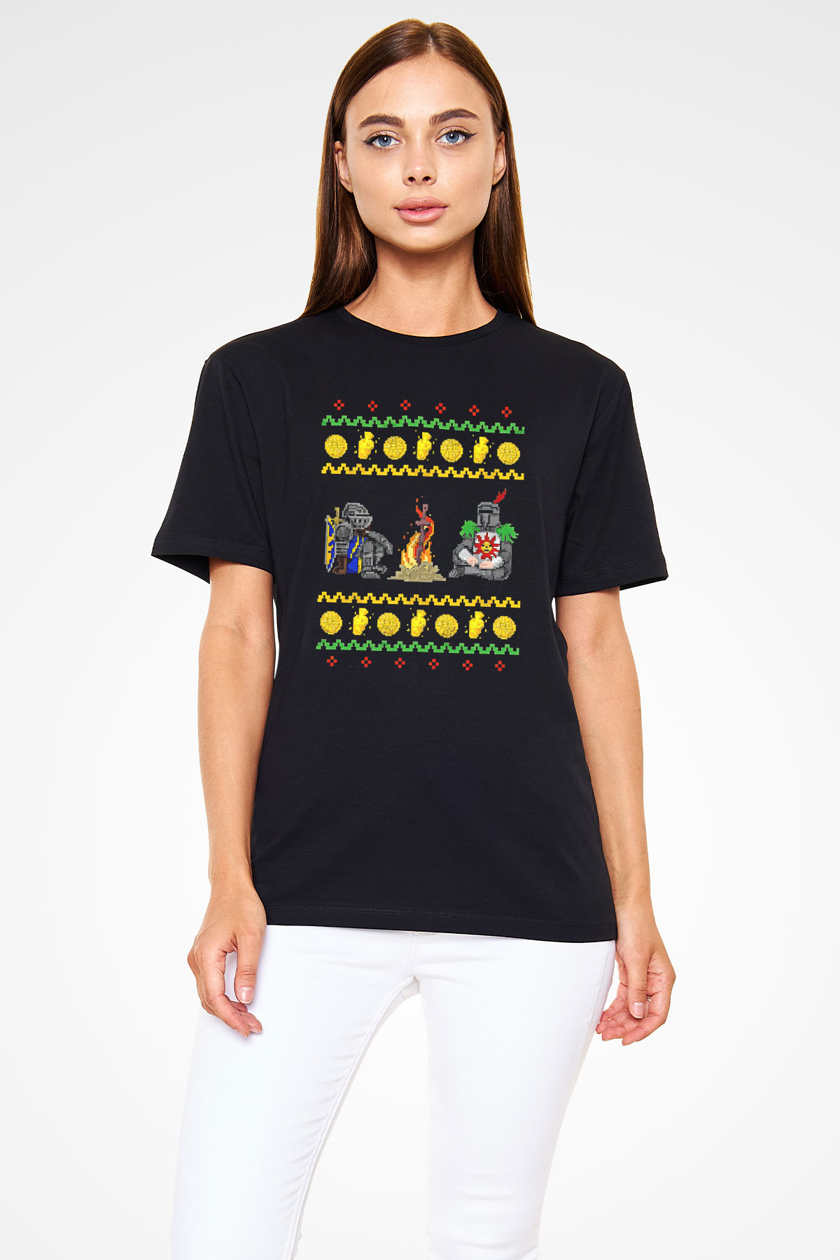 Dark Souls Baskılı Unisex Siyah Tişört - Tshirt