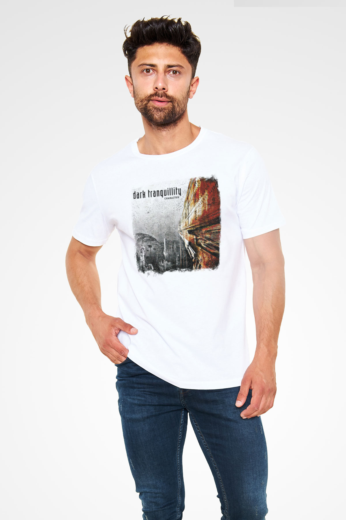 Dark Tranquillity Baskılı Unisex Beyaz Tişört