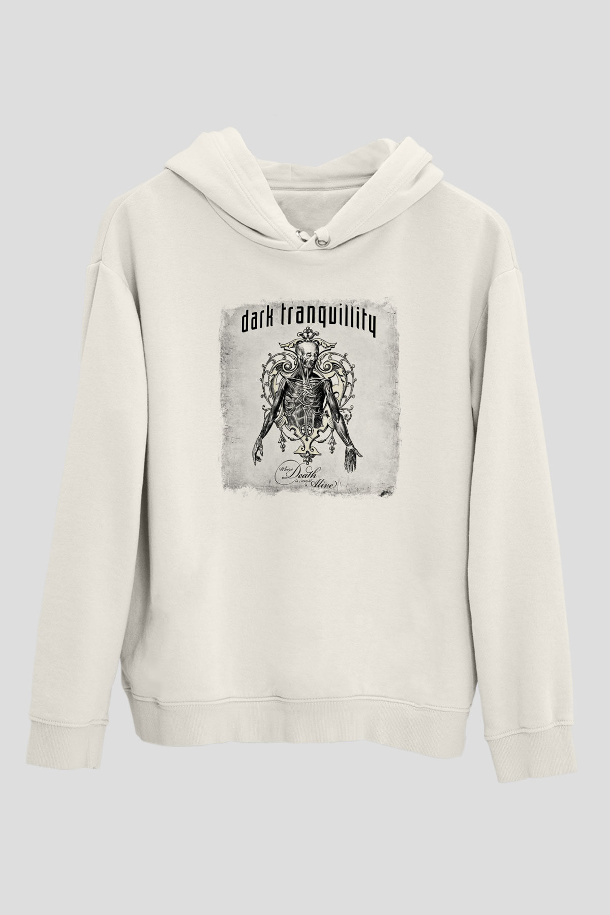 Dark Tranquillity Baskılı Unisex Beyaz Hoodie