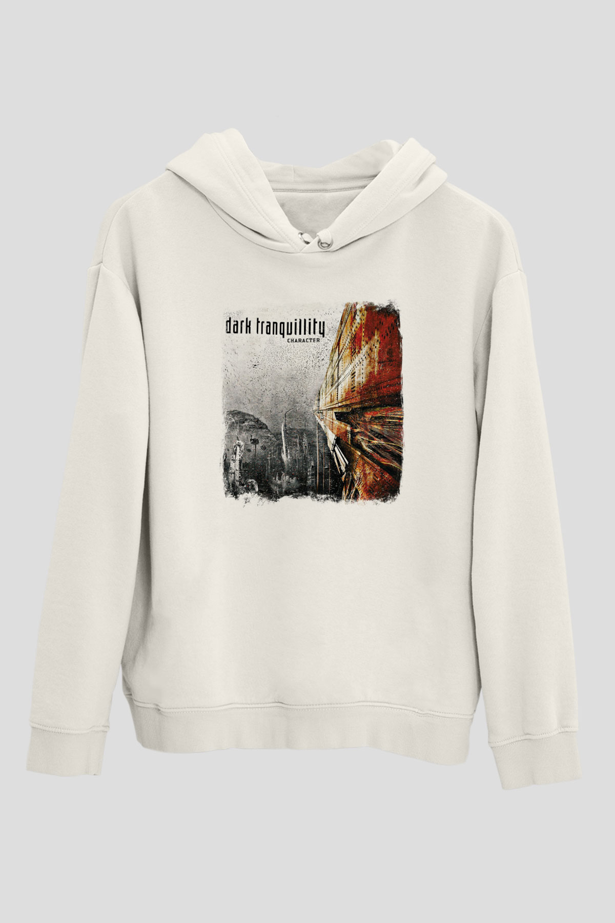 Dark Tranquillity Baskılı Unisex Beyaz Hoodie