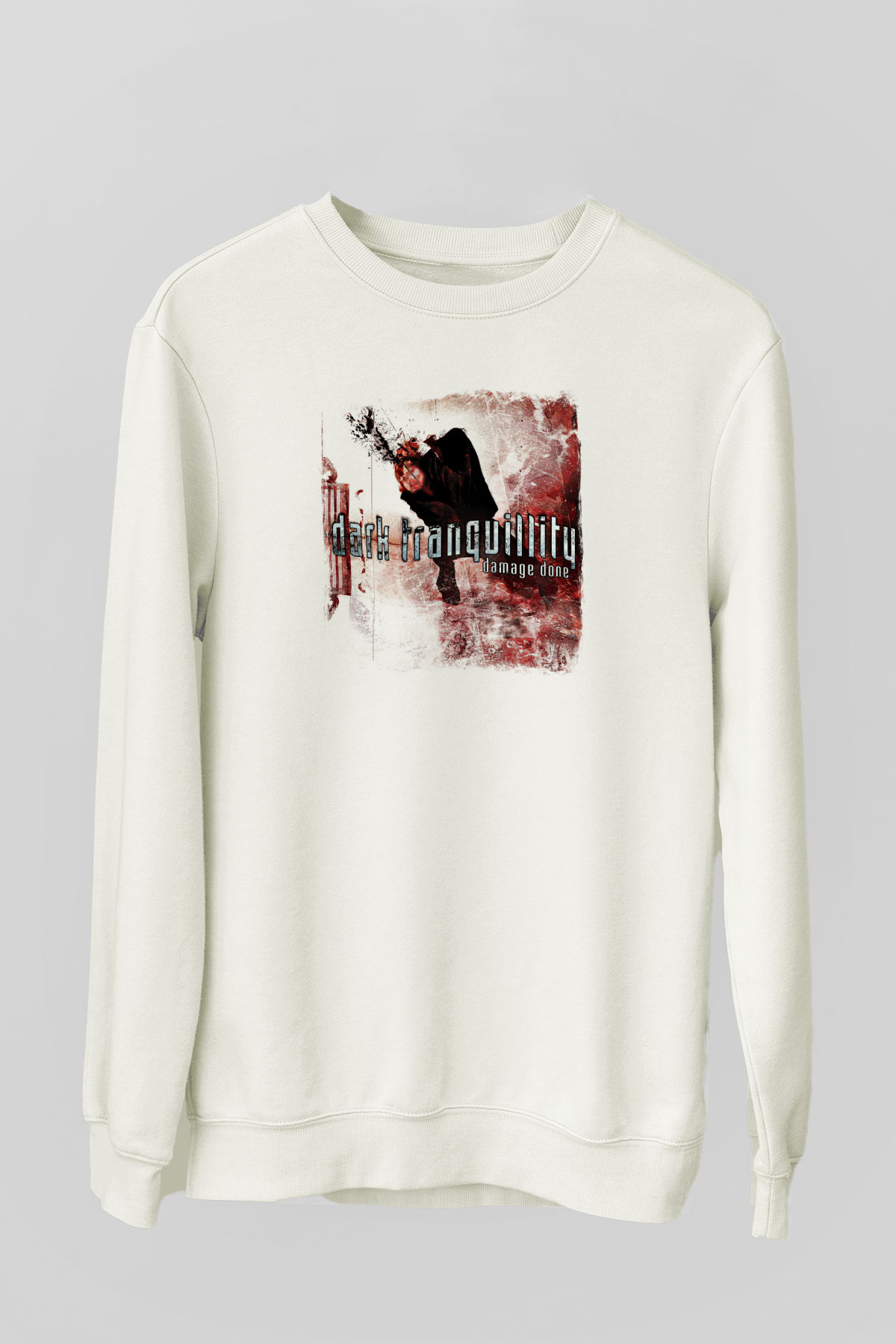 Dark Tranquillity Baskılı Unisex Beyaz Sweatshirt