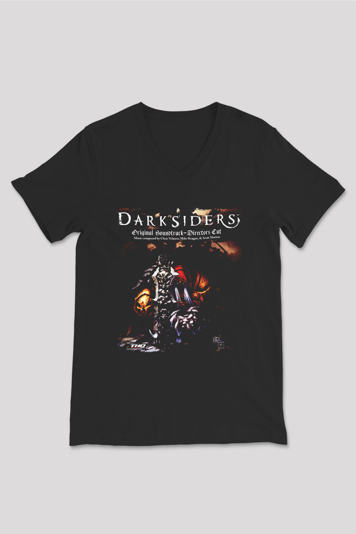 Darksiders Siyah Unisex V Yaka Tişört