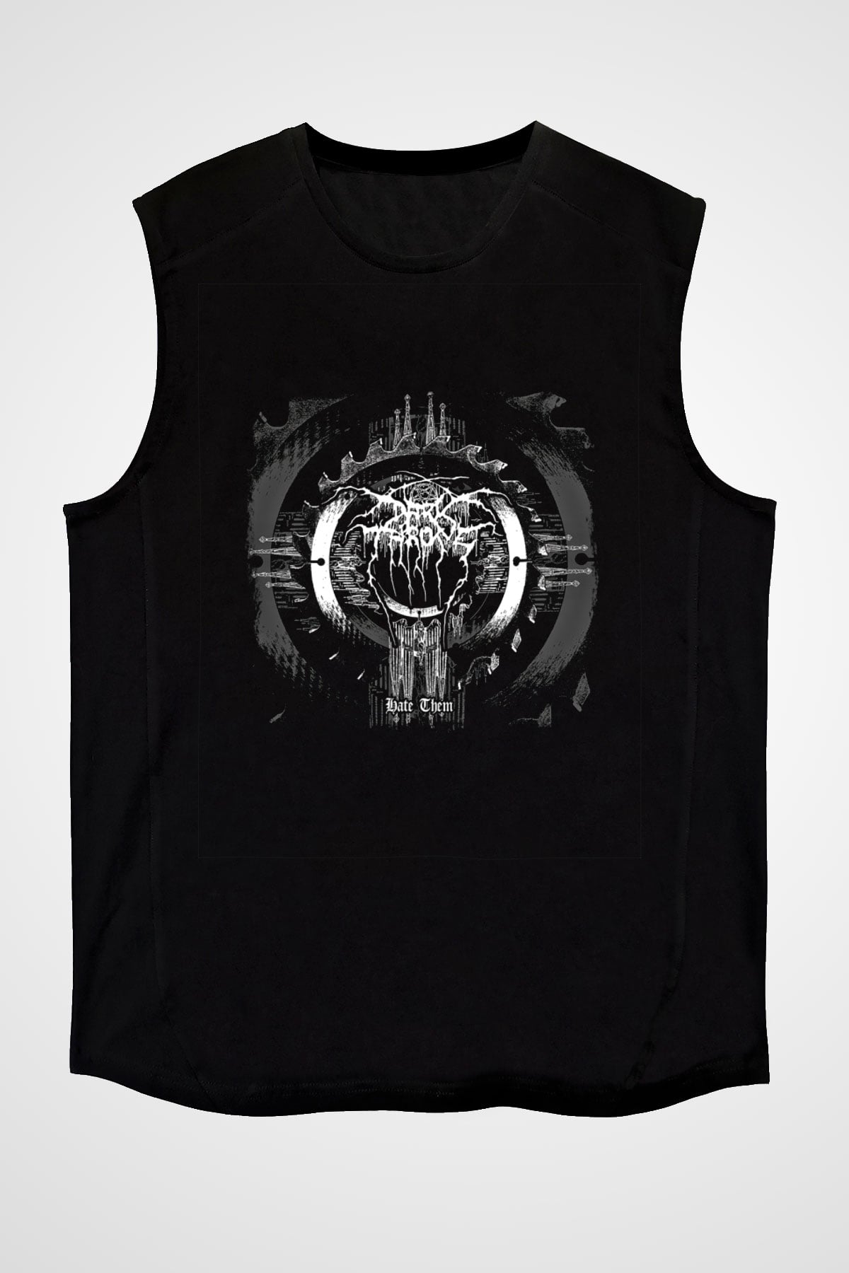 Darkthrone Baskılı Unisex Siyah Kolsuz Tişört