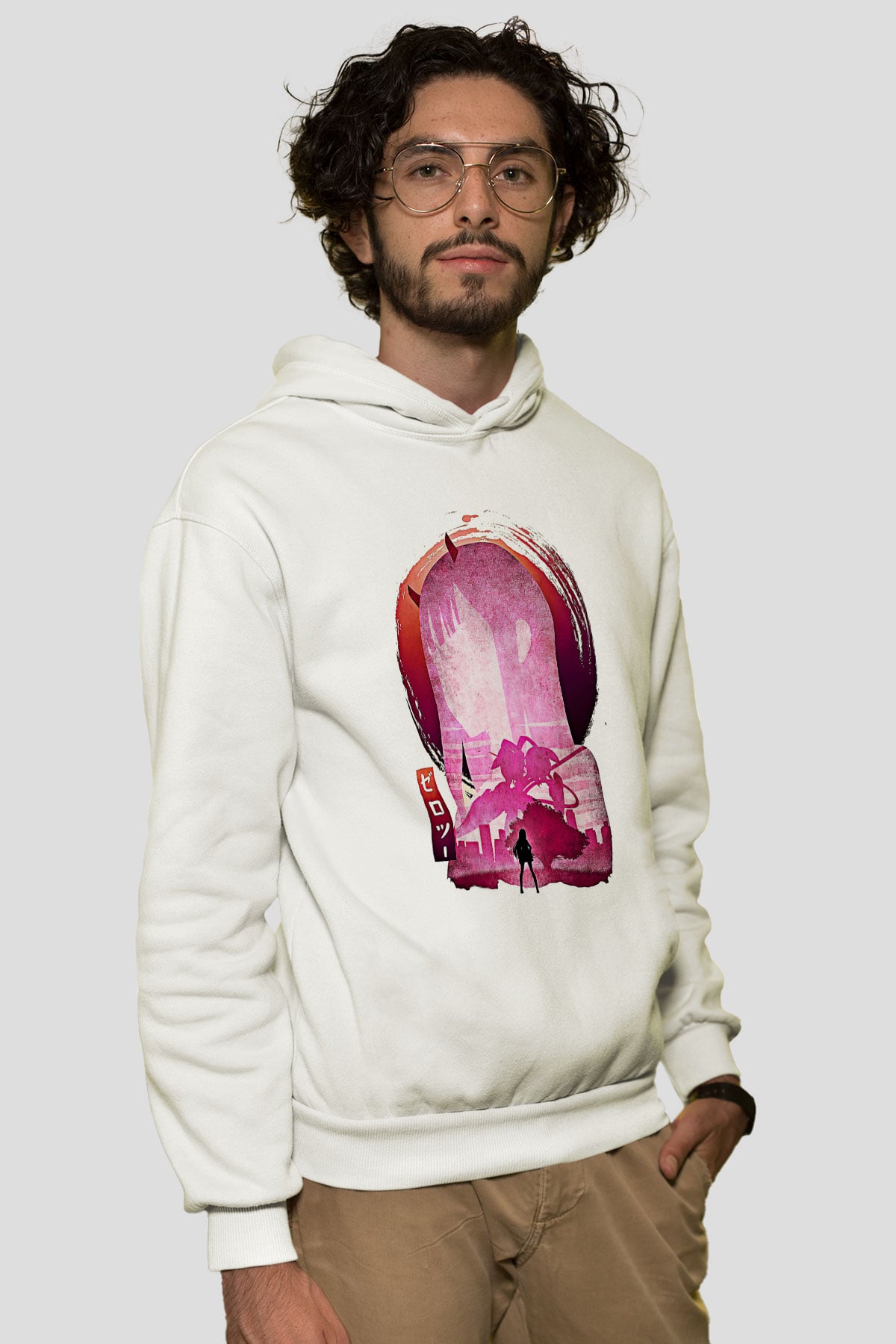 Darling İn The Franxx Baskılı Beyaz Unisex Hoodie