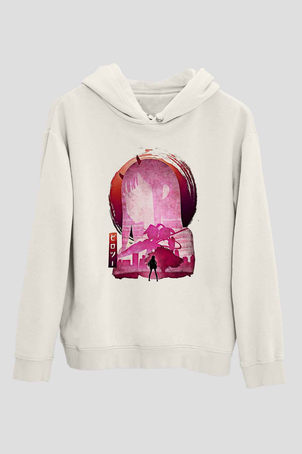 Darling İn The Franxx Baskılı Beyaz Unisex Hoodie