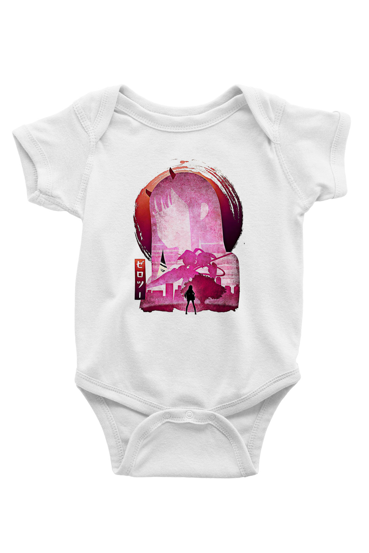 Darling İn The Franxx Baskılı Beyaz Unisex Bebek Body - Zıbın