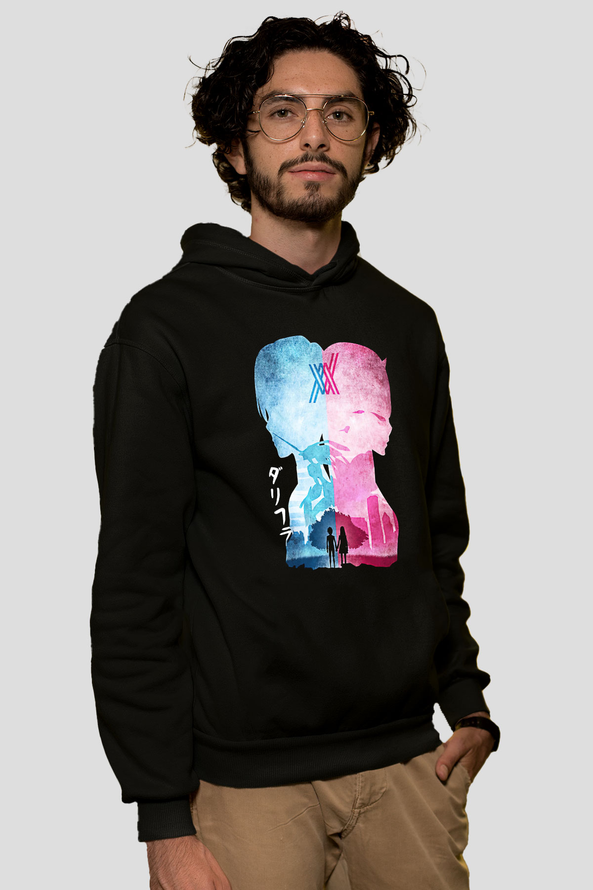 Darling İn The Franxx Baskılı Unisex Siyah Hoodie