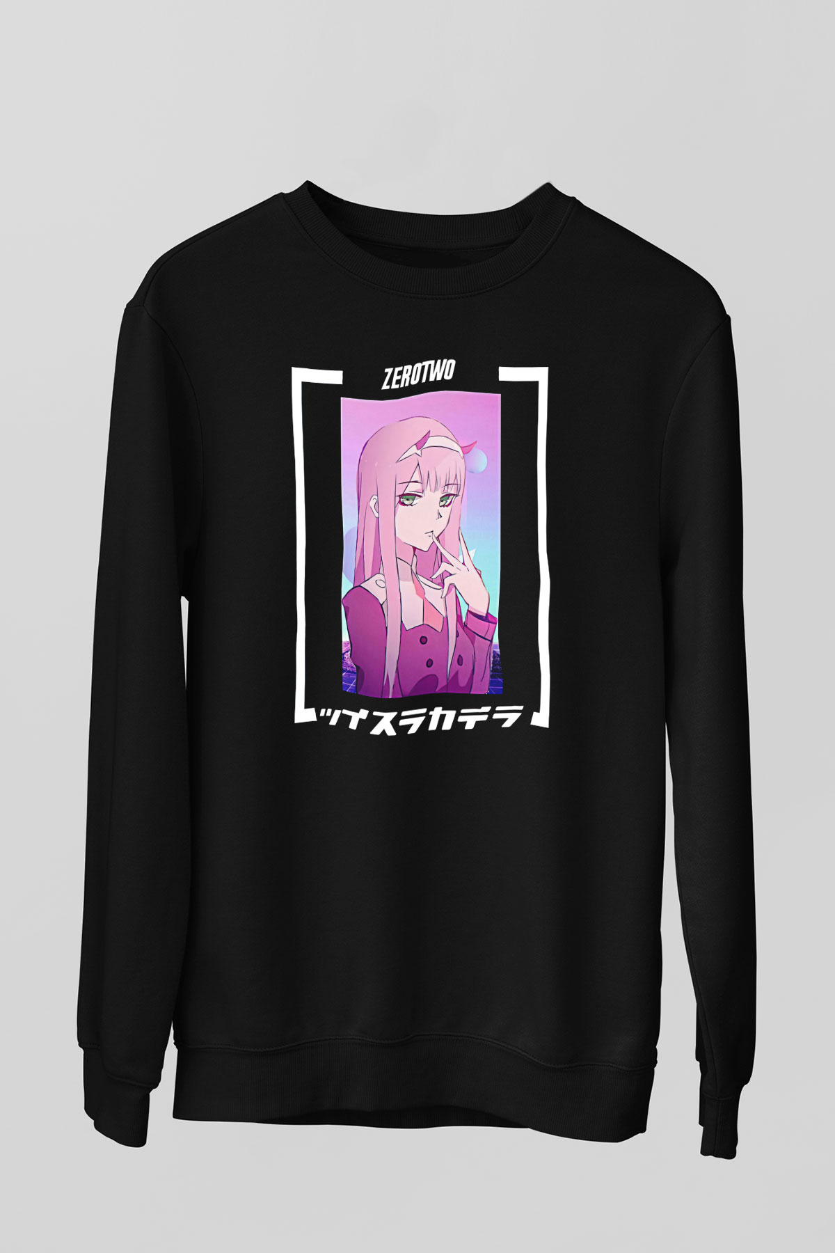 Darling İn The Franxx Baskılı Unisex Siyah Sweatshirt