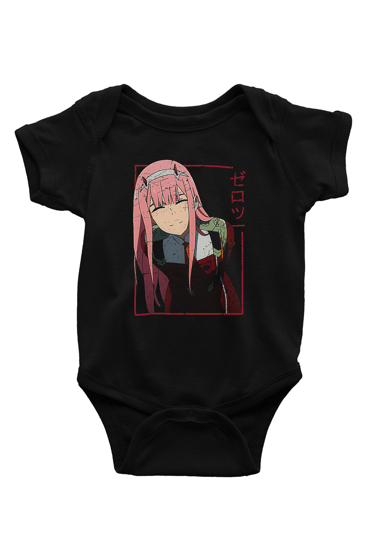 Darling İn The Franxx Baskılı Unisex Siyah Bebek Body - Zıbın