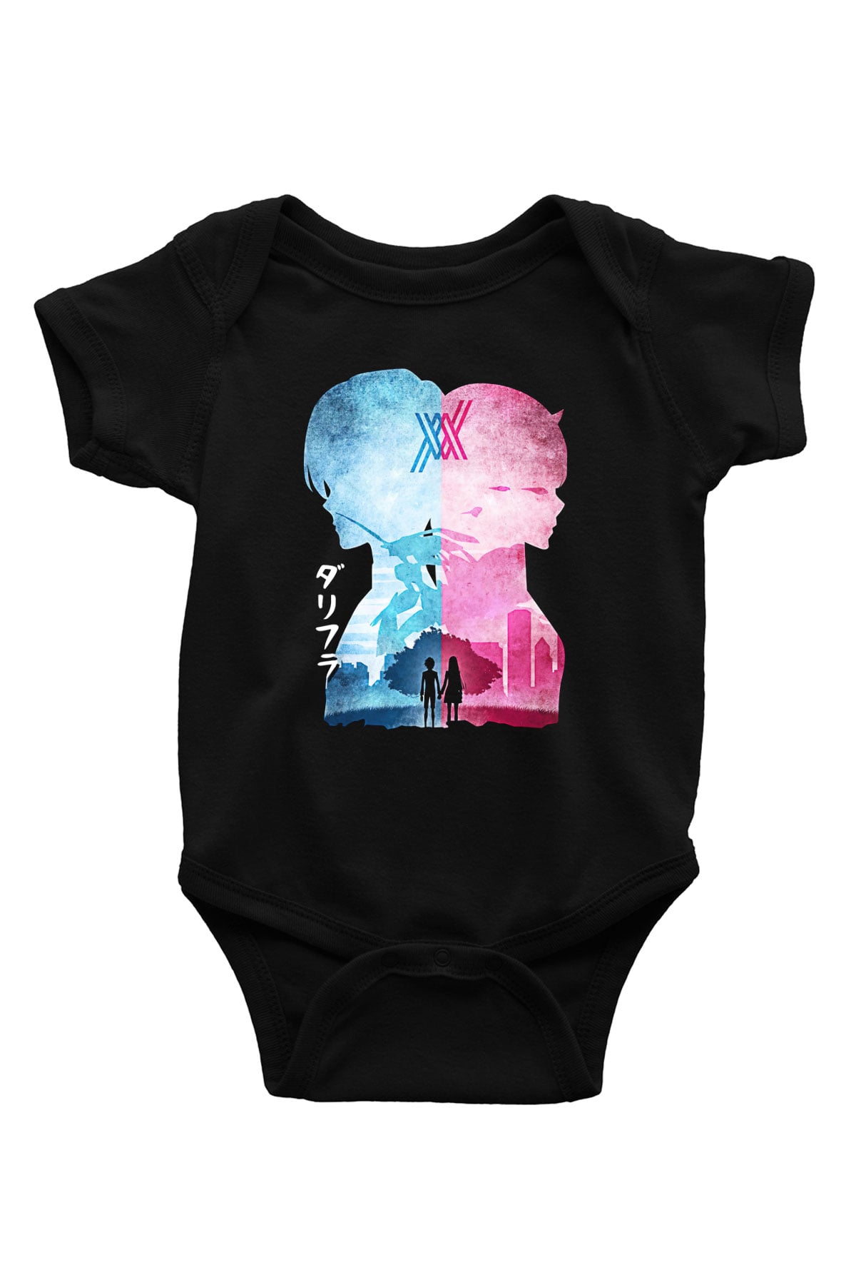 Darling İn The Franxx Baskılı Unisex Siyah Bebek Body - Zıbın