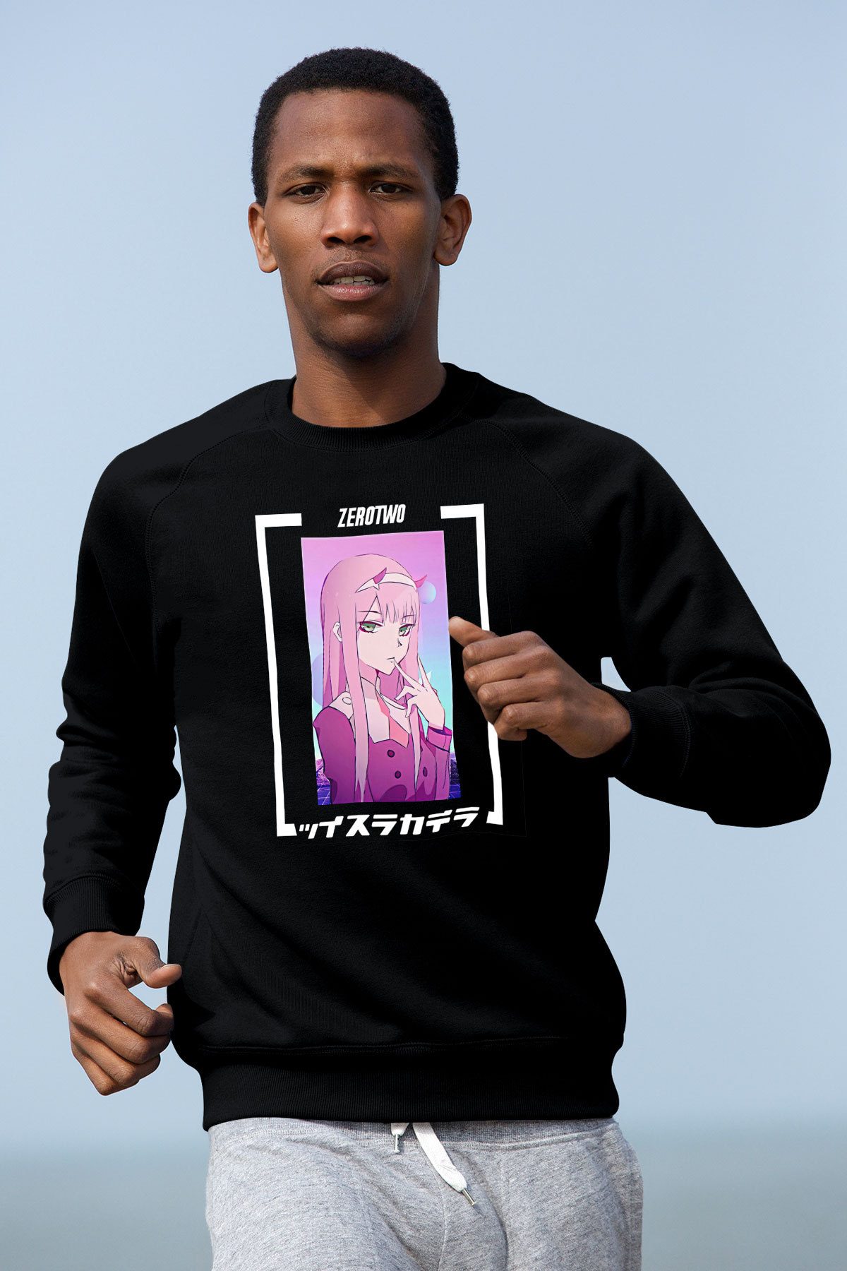 Darling İn The Franxx Baskılı Unisex Siyah Sweatshirt