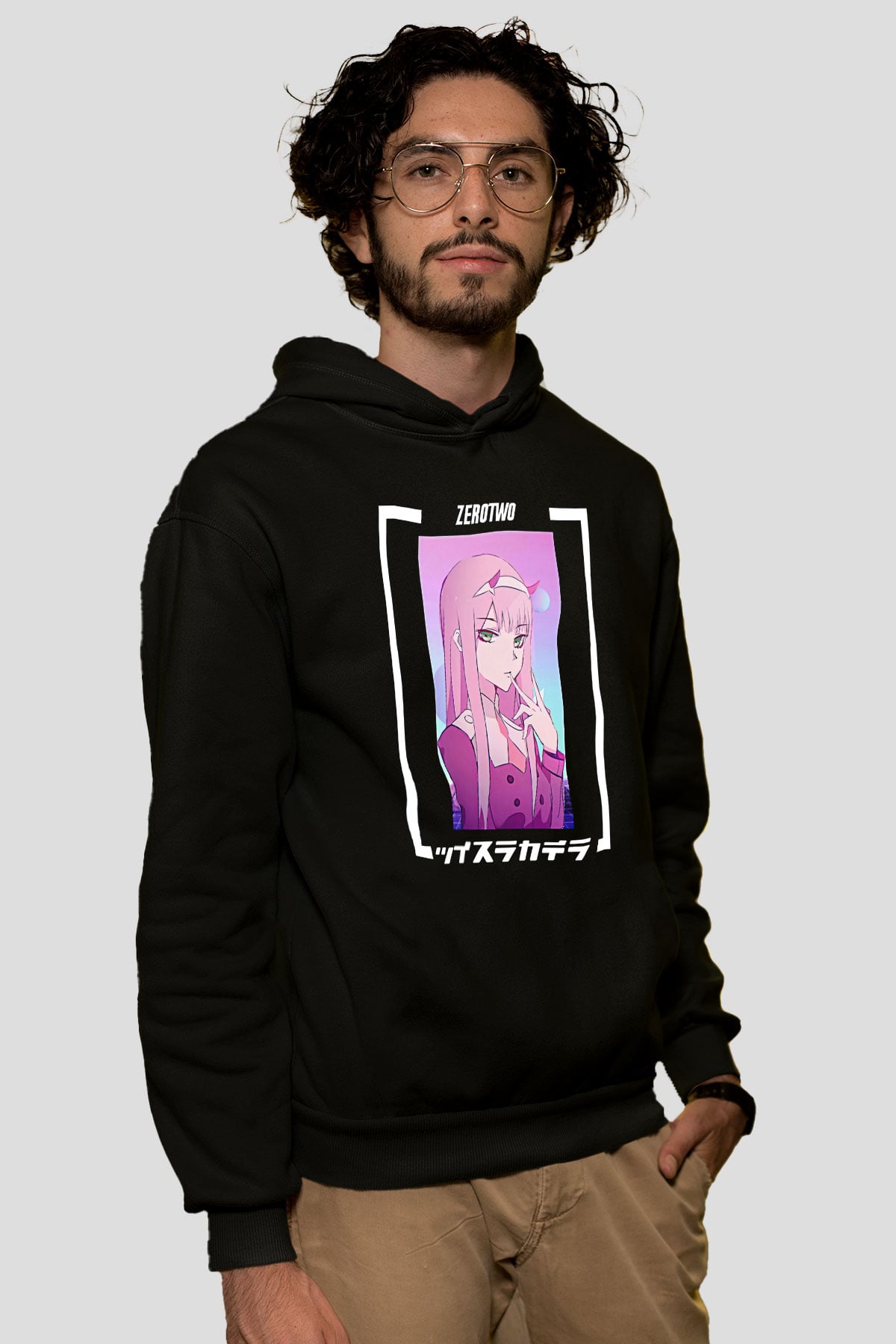 Darling İn The Franxx Baskılı Unisex Siyah Hoodie