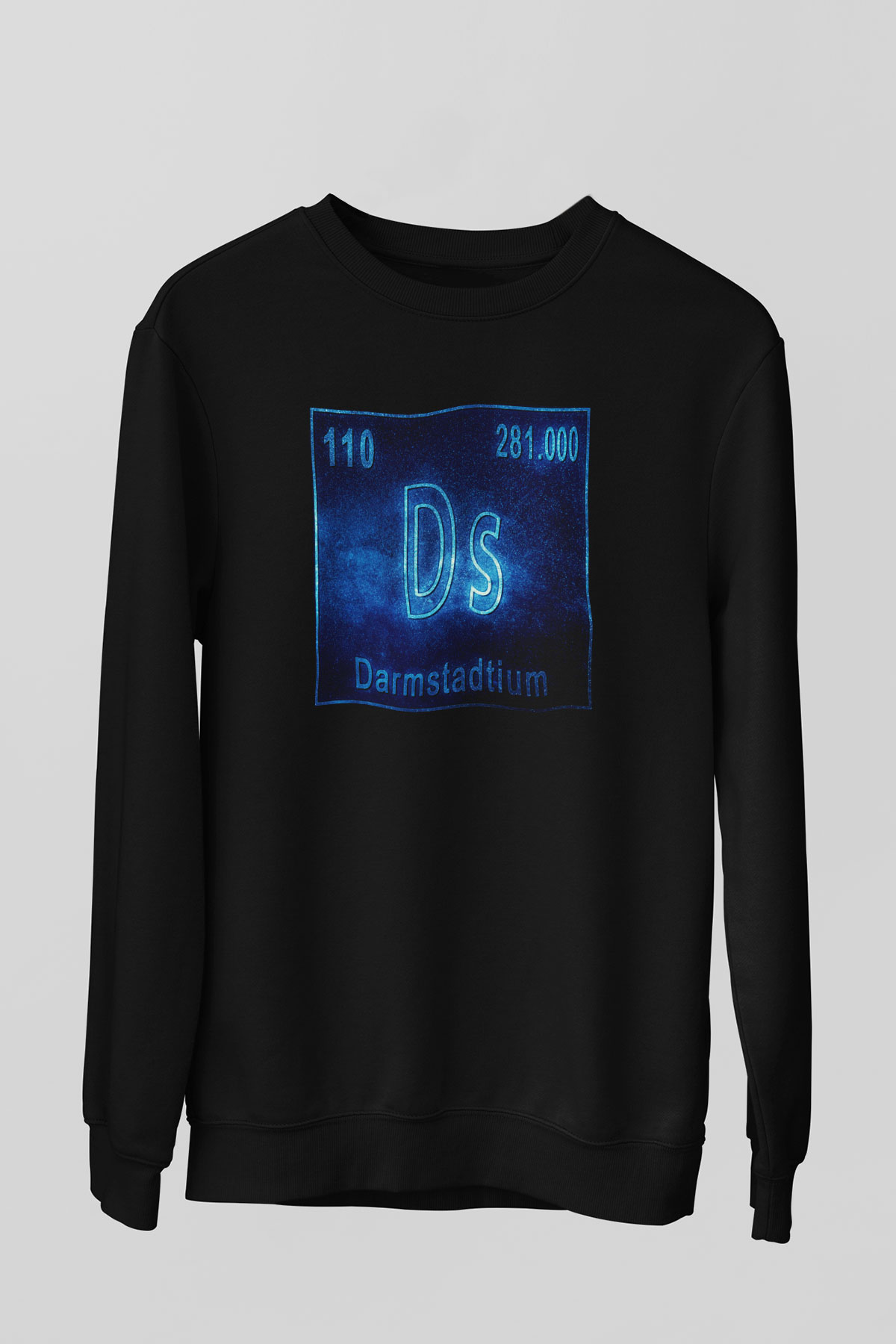 Darmstadtiyum Atom Numarası Baskılı Unisex Siyah Sweatshirt