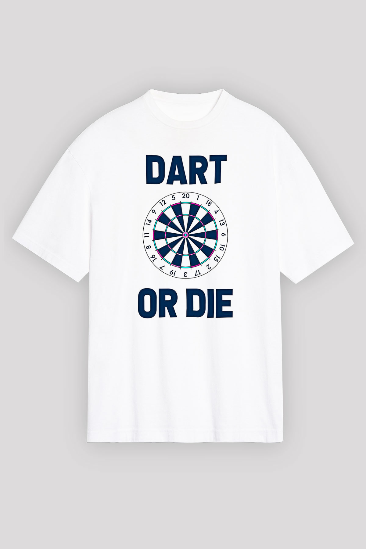 Dart Baskılı Unisex Beyaz Oversize Tişört - Tshirt