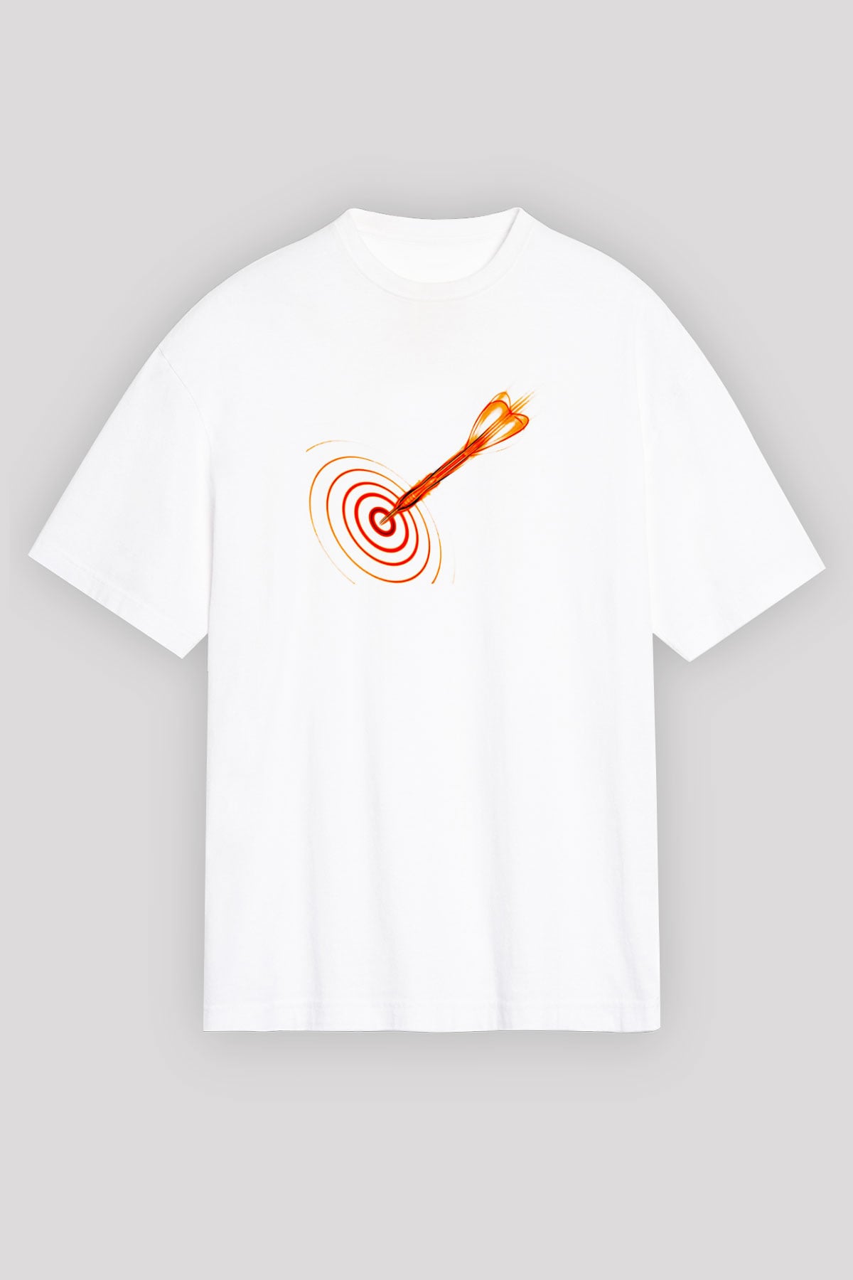 Dart Baskılı Unisex Beyaz Oversize Tişört - Tshirt