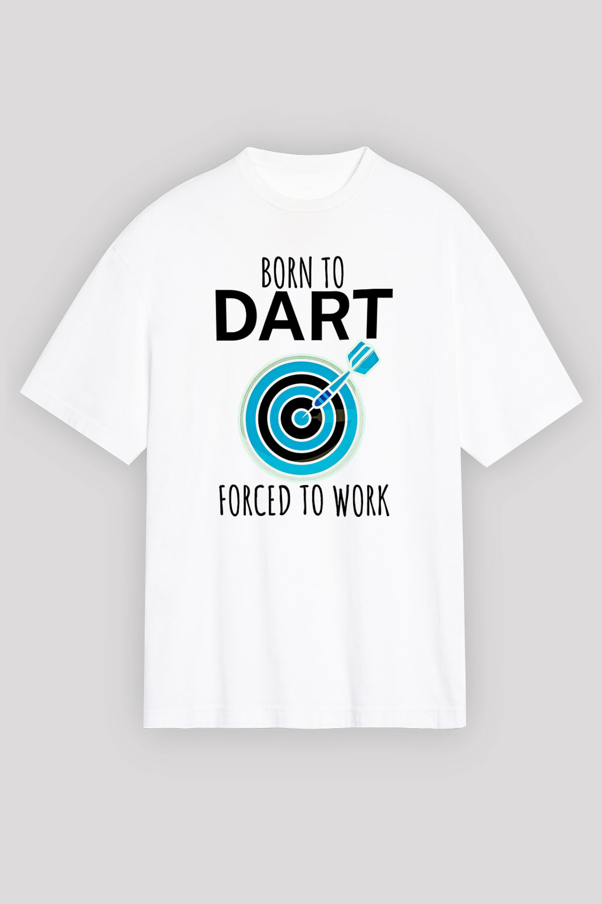 Dart Baskılı Unisex Beyaz Oversize Tişört - Tshirt