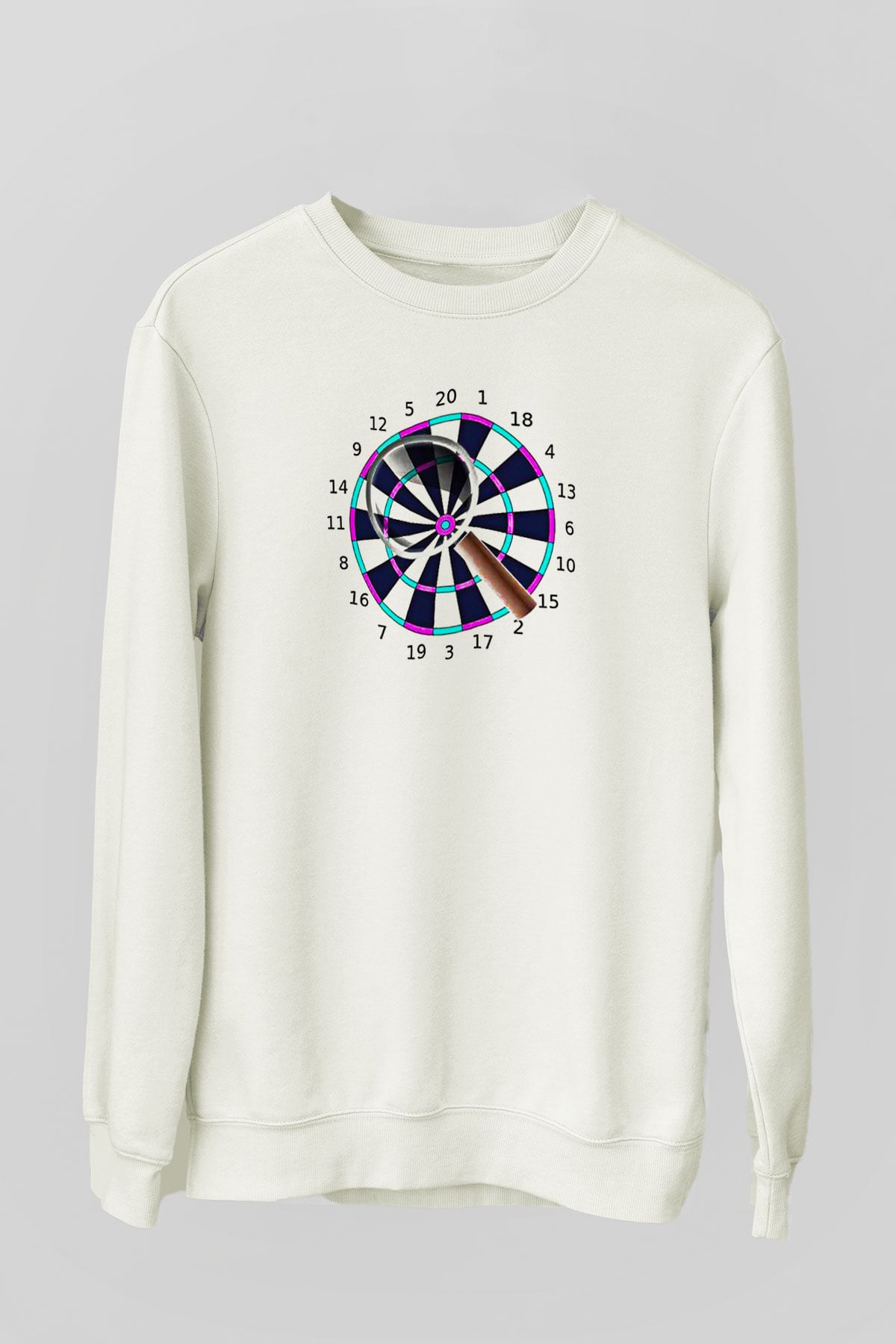 Dart Baskılı Unisex Ekru Sweatshirt