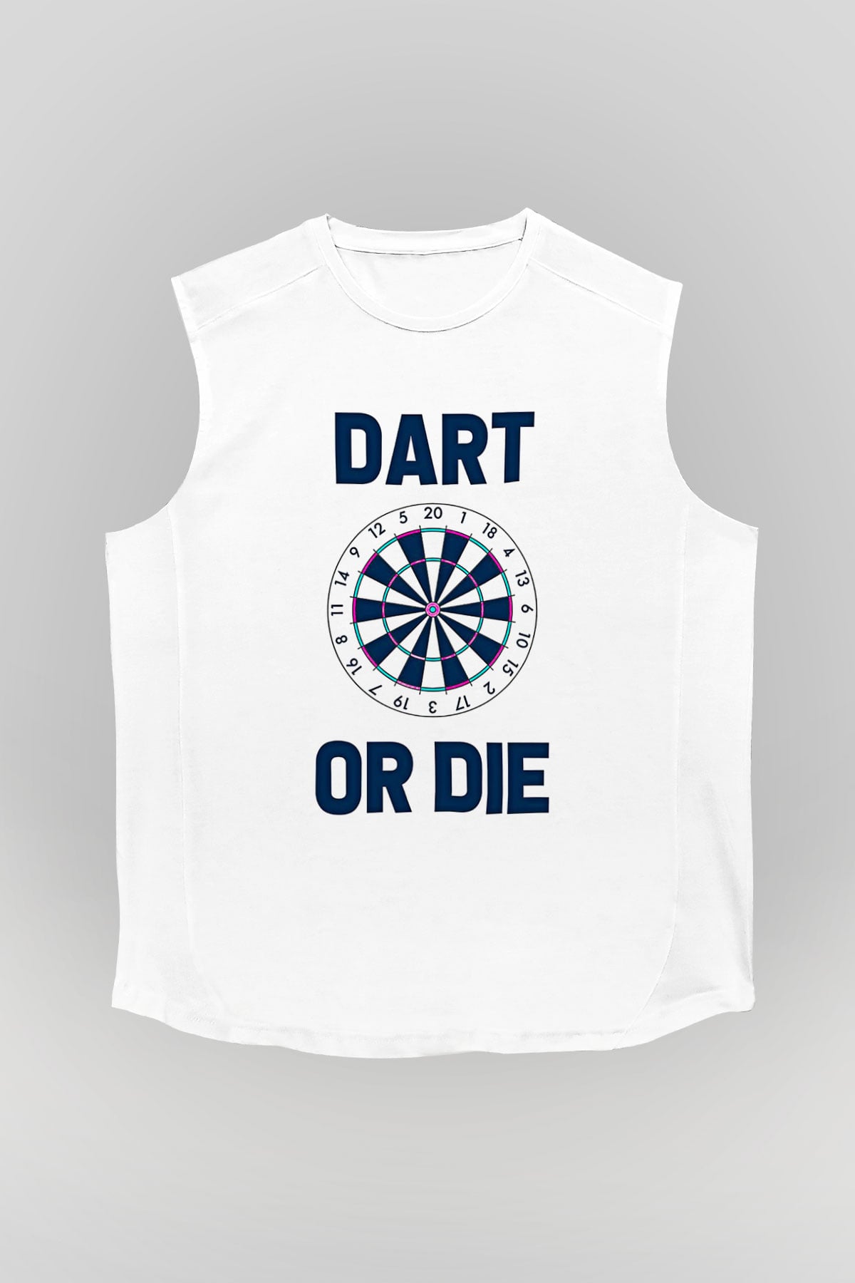 Dart Baskılı Unisex Kolsuz Beyaz Tişört