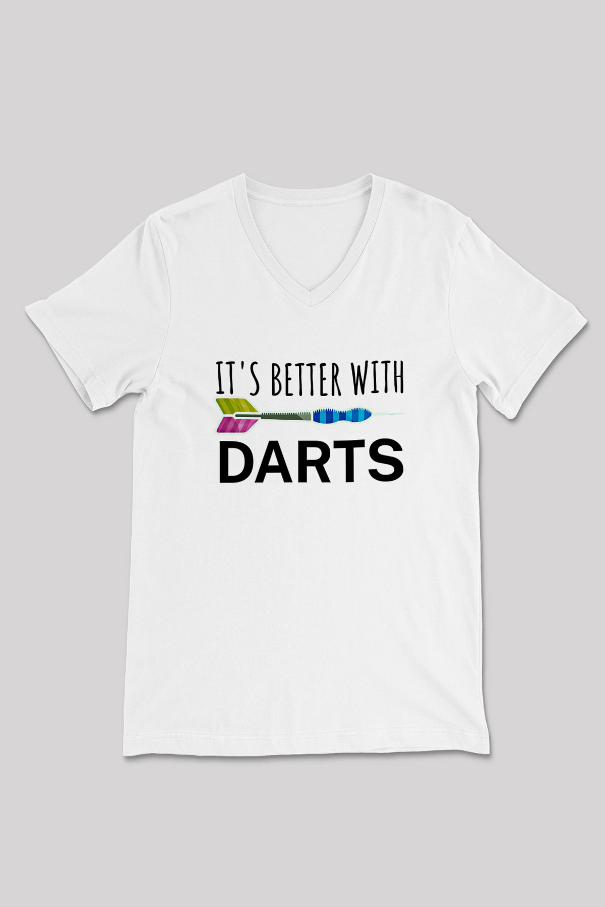 Dart Baskılı Unisex V Yaka Tişört - Tshirt