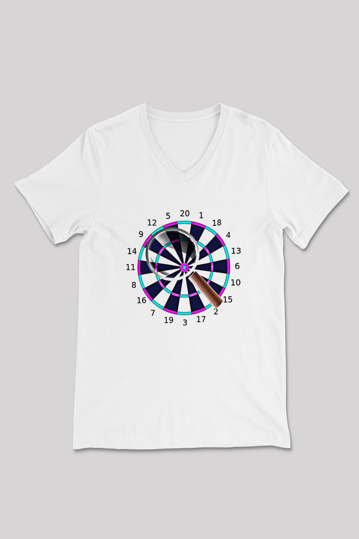 Dart Baskılı Unisex V Yaka Tişört - Tshirt