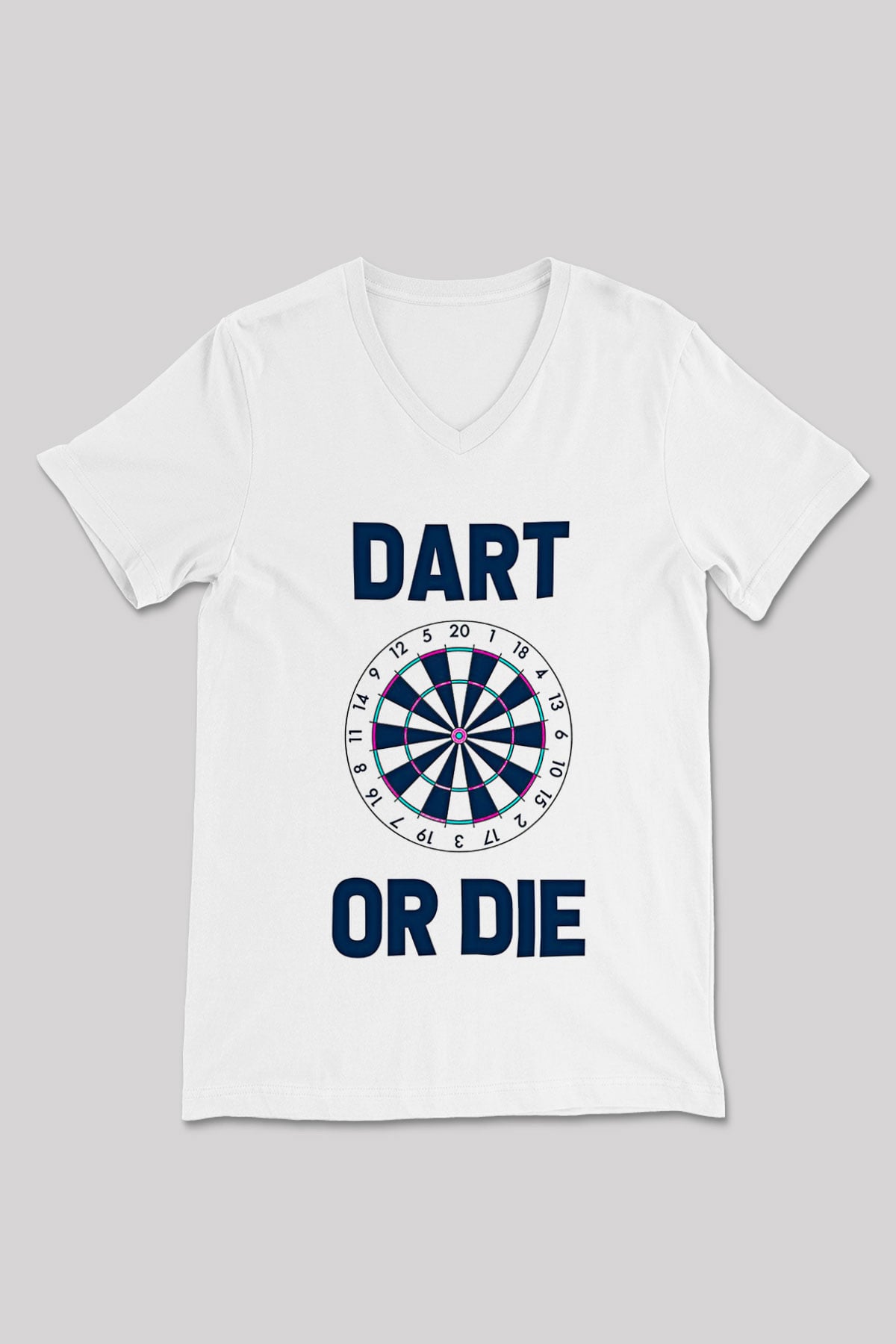 Dart Baskılı Unisex V Yaka Tişört - Tshirt