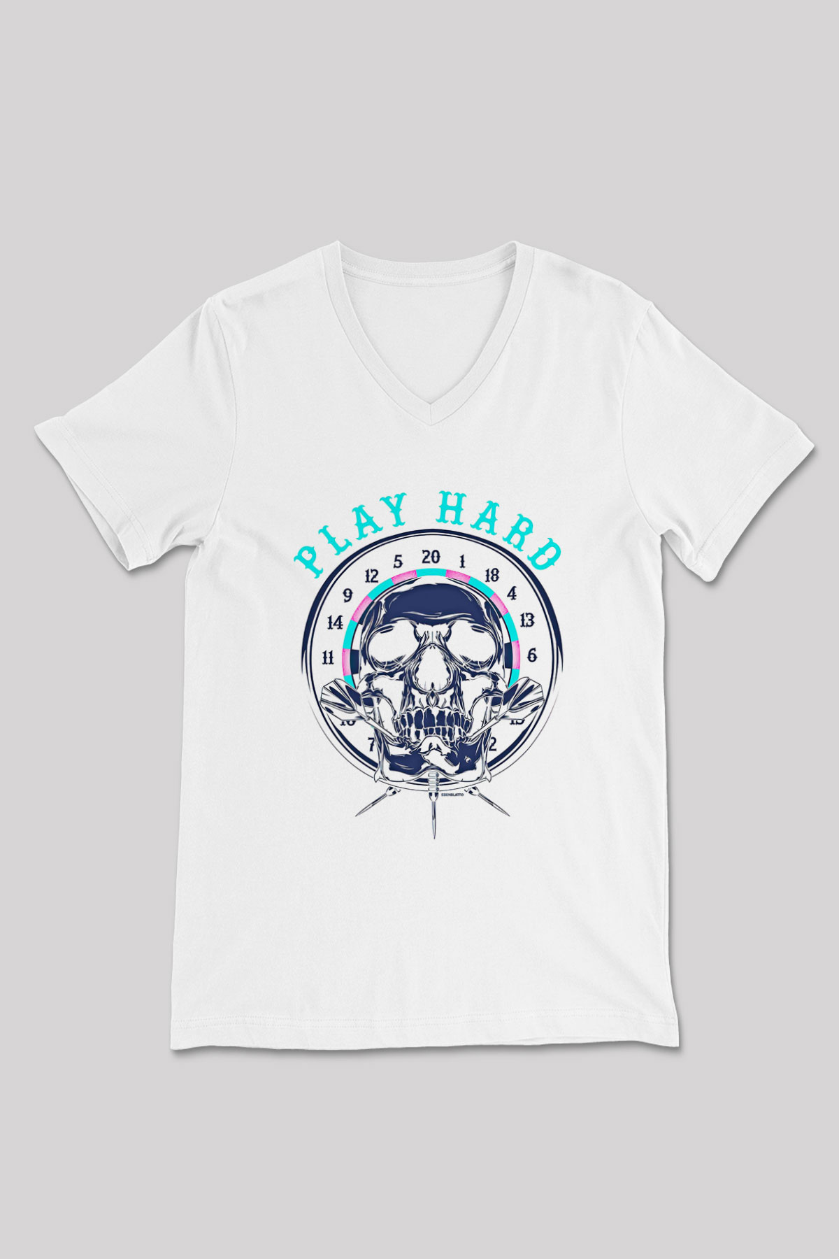 Dart Baskılı Unisex V Yaka Tişört - Tshirt