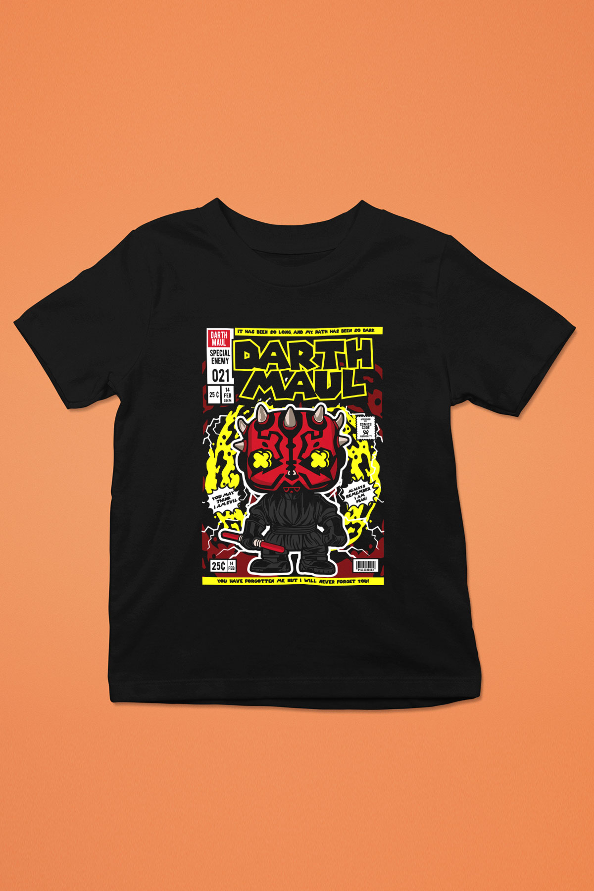Darth Maul Baskılı Unisex Siyah Çocuk Tişört