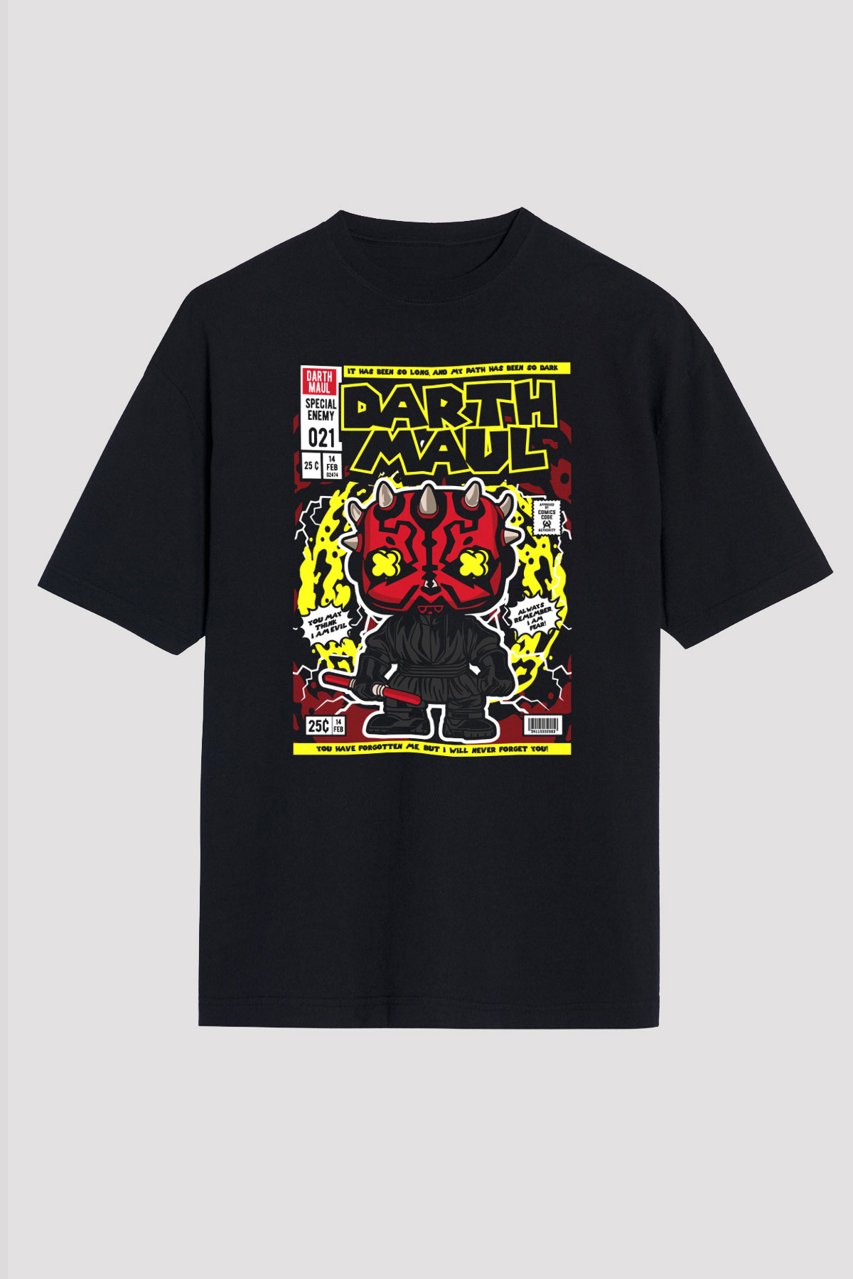 Darth Maul Baskılı Unisex Siyah Oversize Tişört