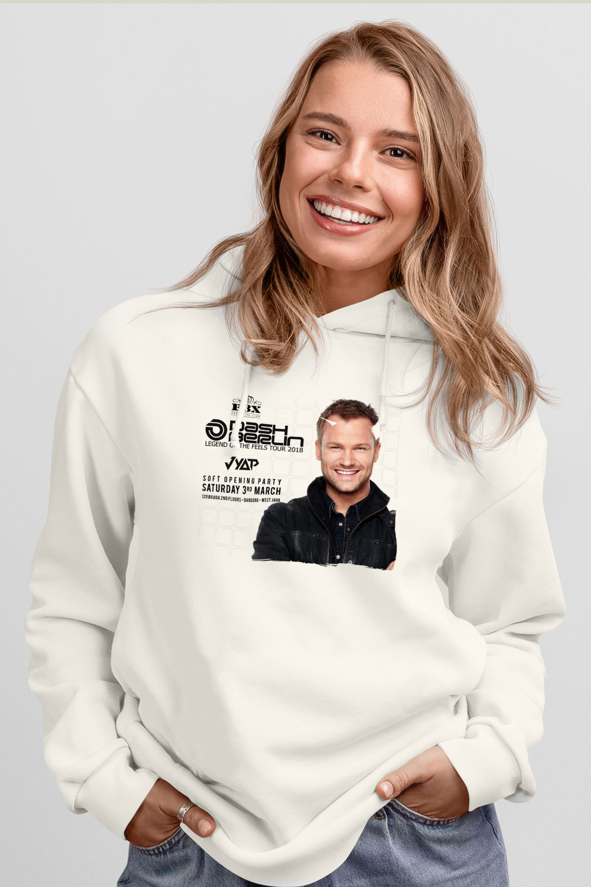 Dash Berlin Beyaz Unisex Kapüşonlu Sweatshirt
